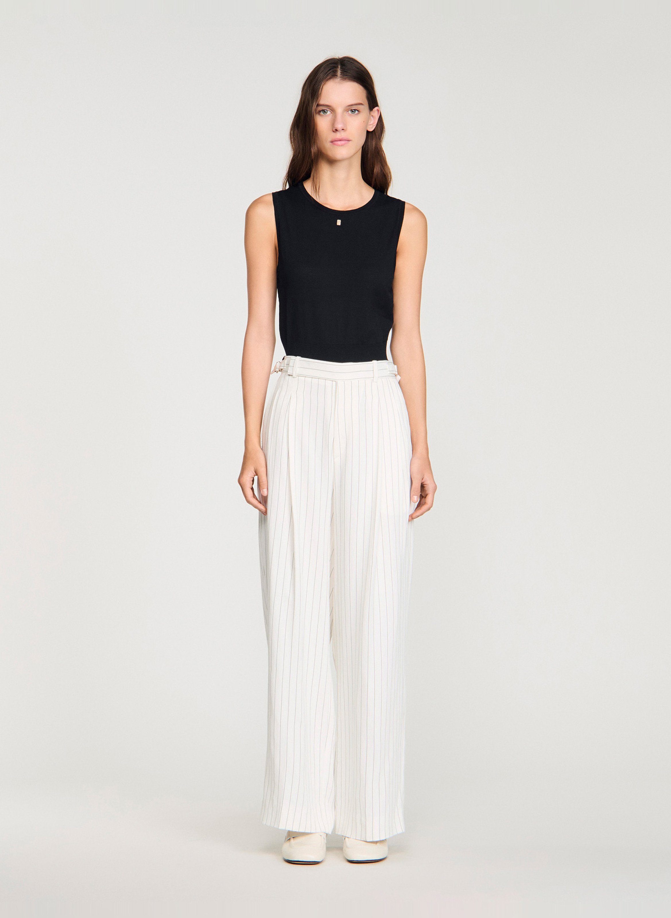 Rechte broek met strepen  SANDRO Wit