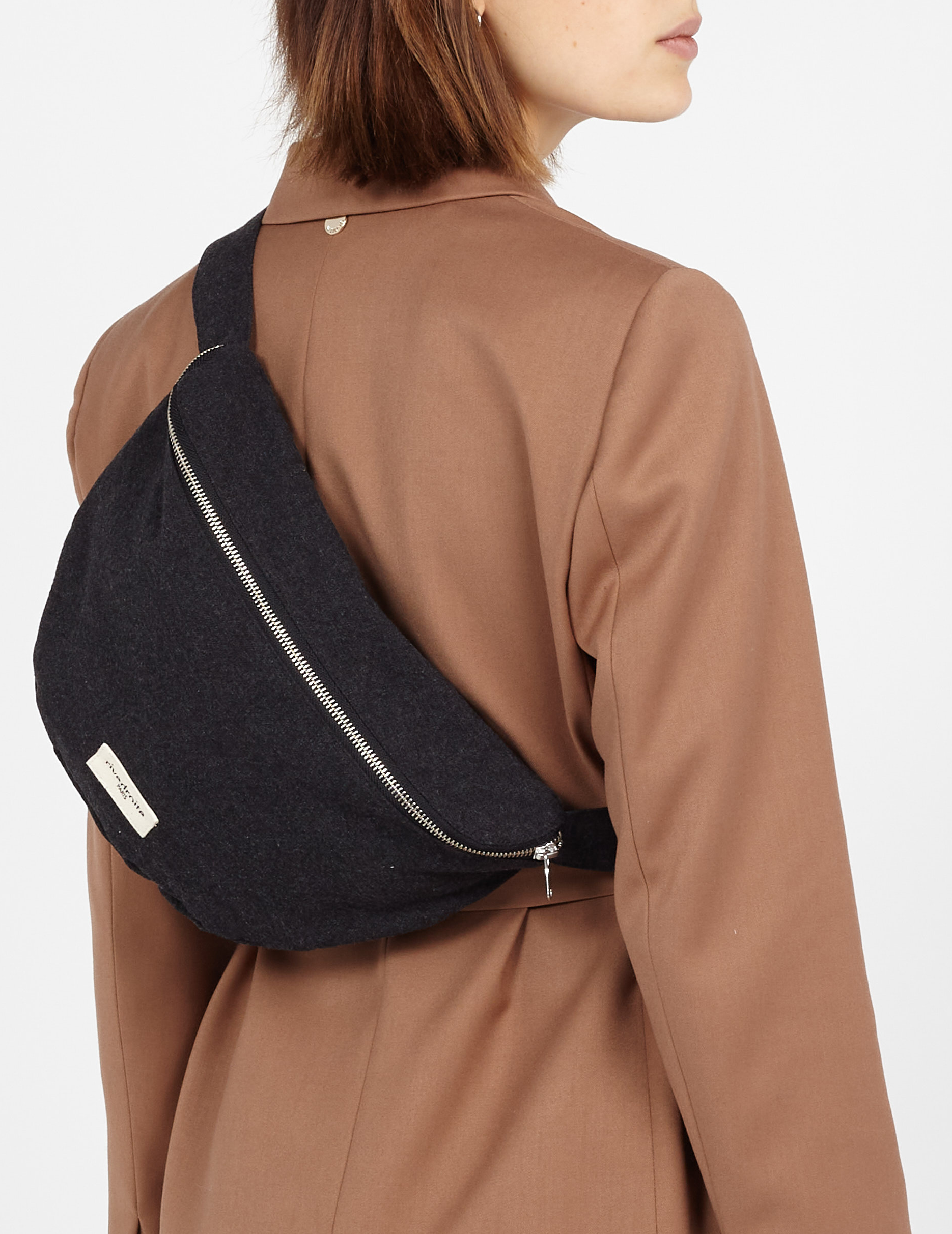 Sac banane en coton recyclé imprimé RIVEDROITE PARIS Noir