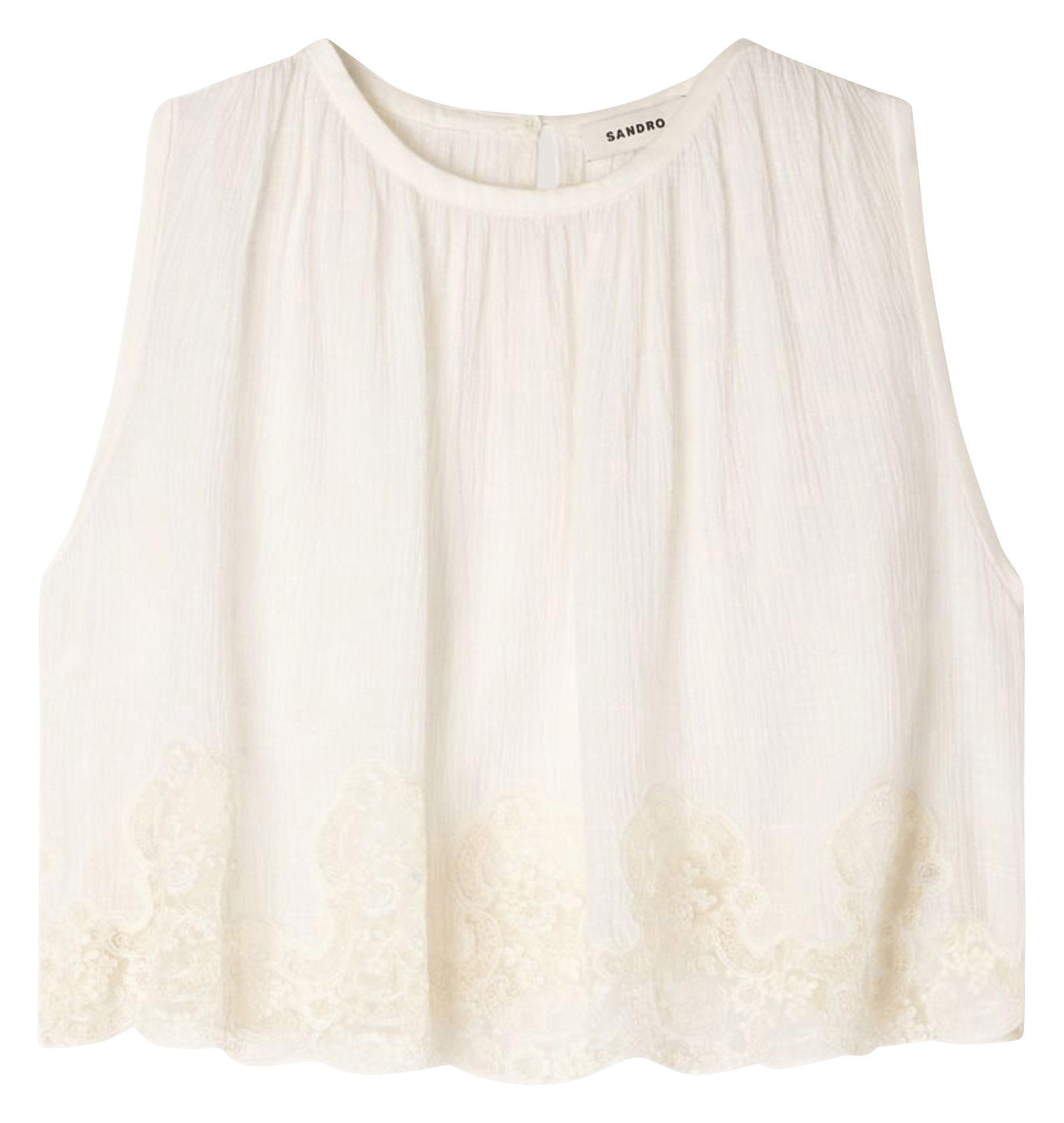 Top ample court col rond SANDRO Blanc