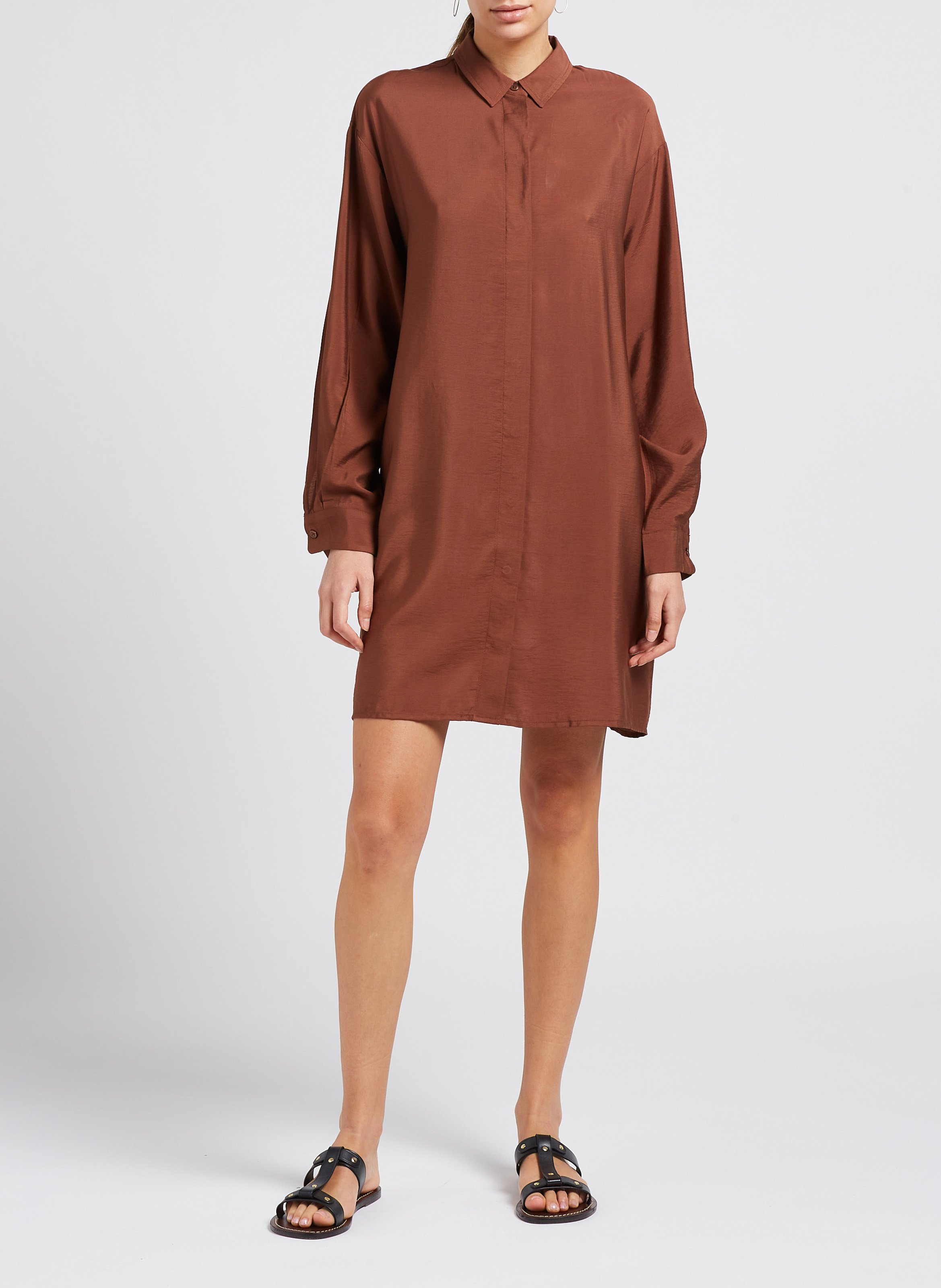 Kurzes Hemdkleid Braun
