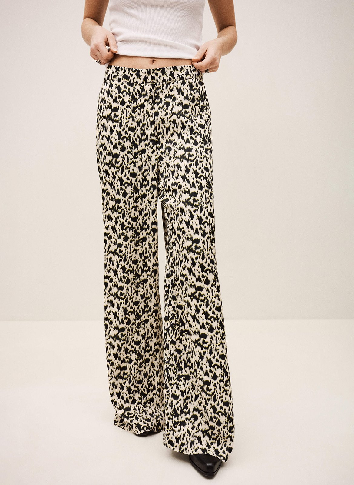 Bazimodo fluid printed wide-leg trousers BA&SH Beige
