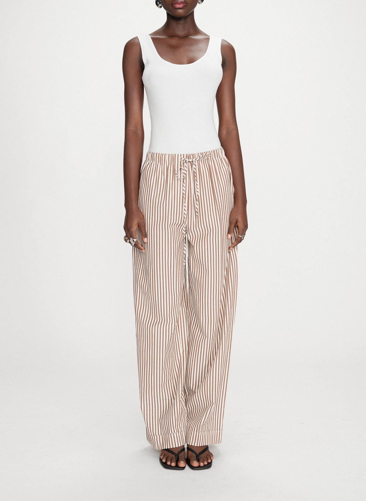 Pantalon large dn coton mélangé Marron