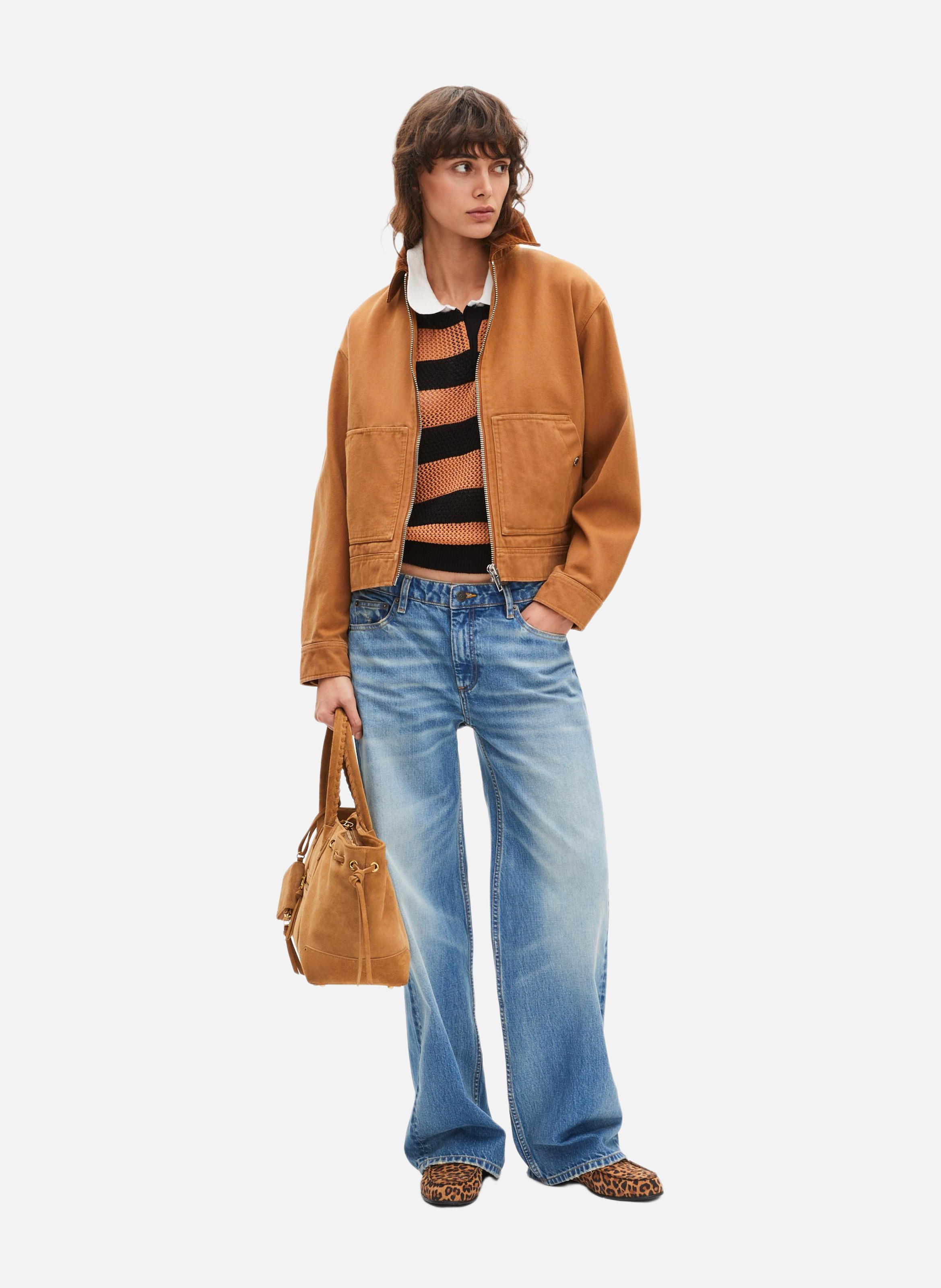 Embroidered cotton back jacket THE KOOPLES Brown