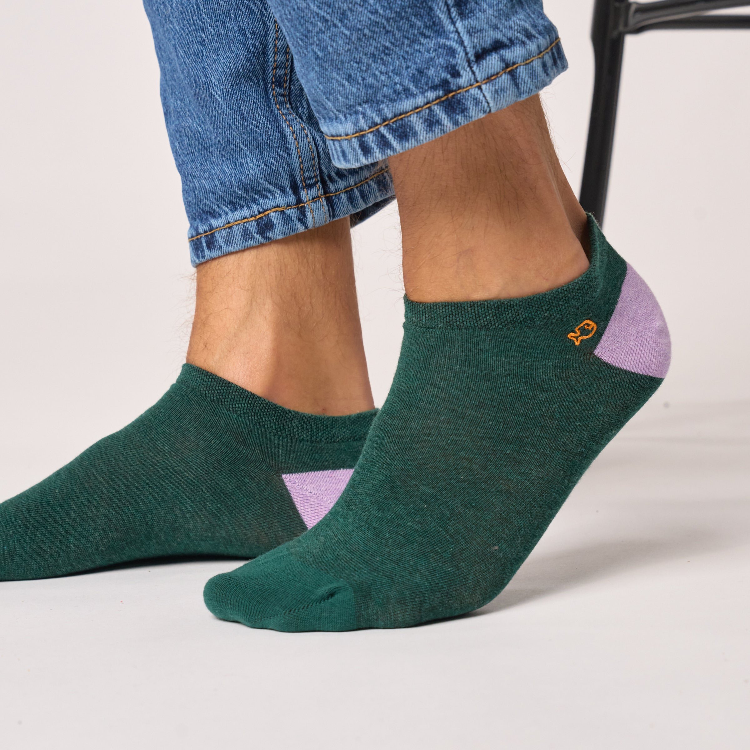 Combed cotton solid ankle socks BILLYBELT Green