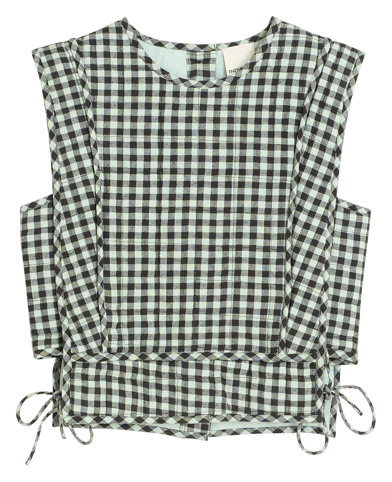 Kariertes Rundhals-Top INDI & COLD Grun