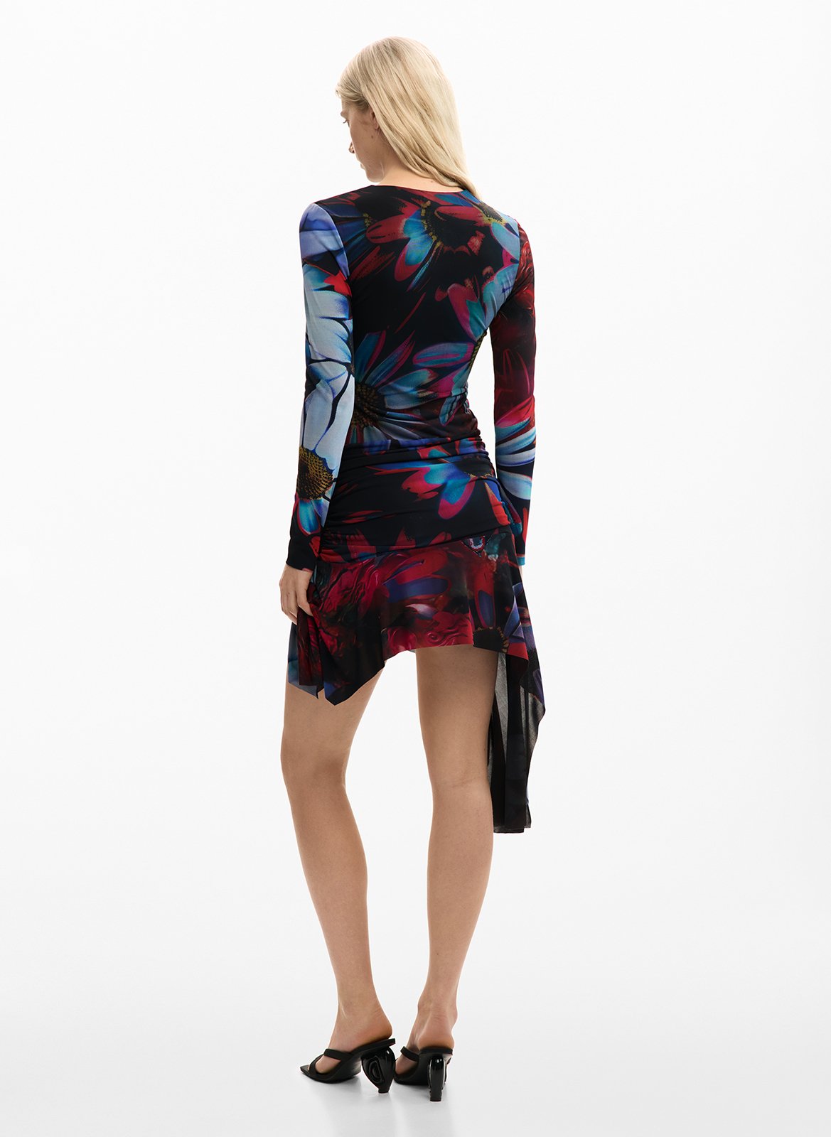 Robe courte col rond imprimée DESIGUAL Noir