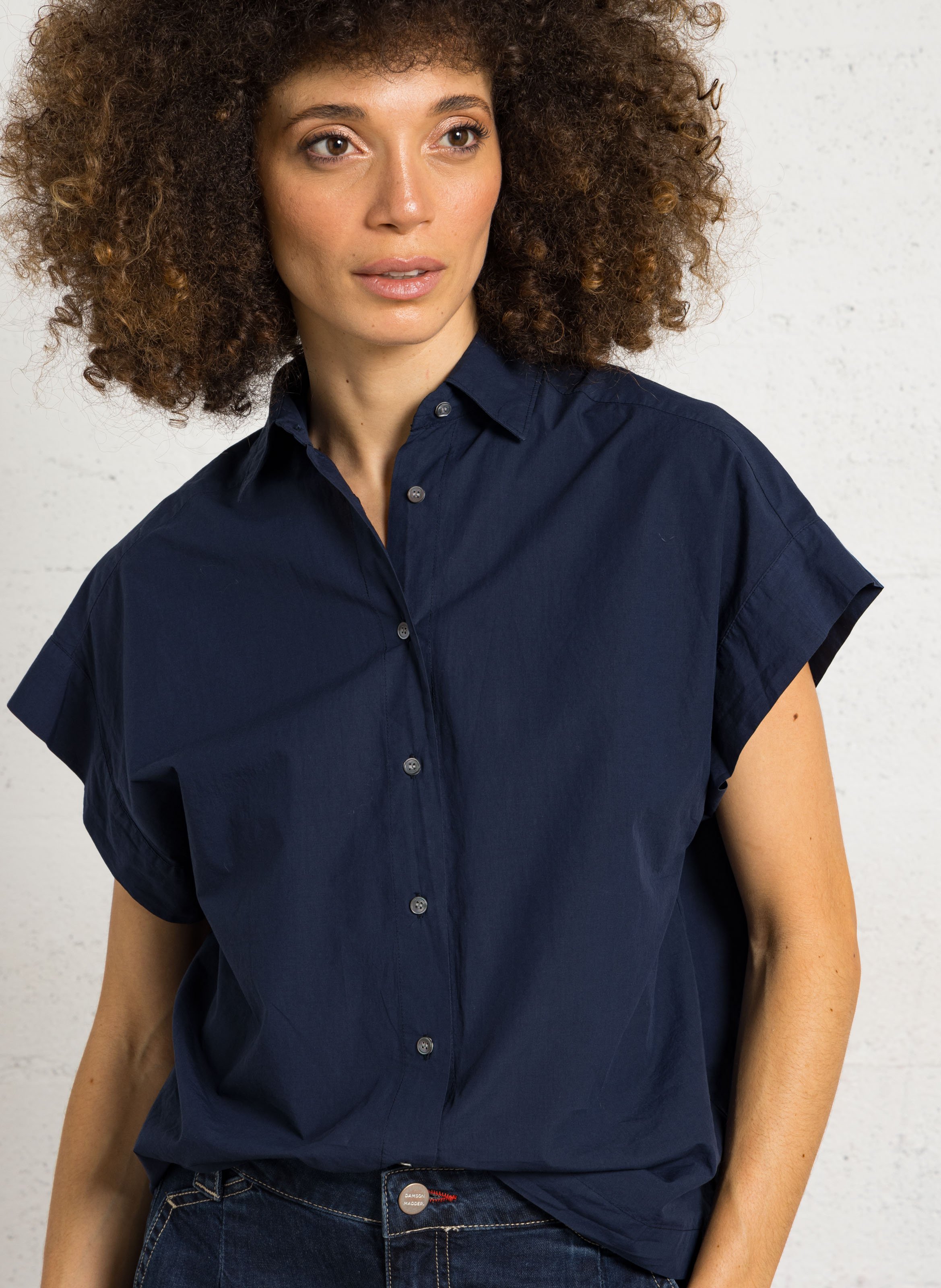 Chemise droite col classique en coton HARTFORD Bleu