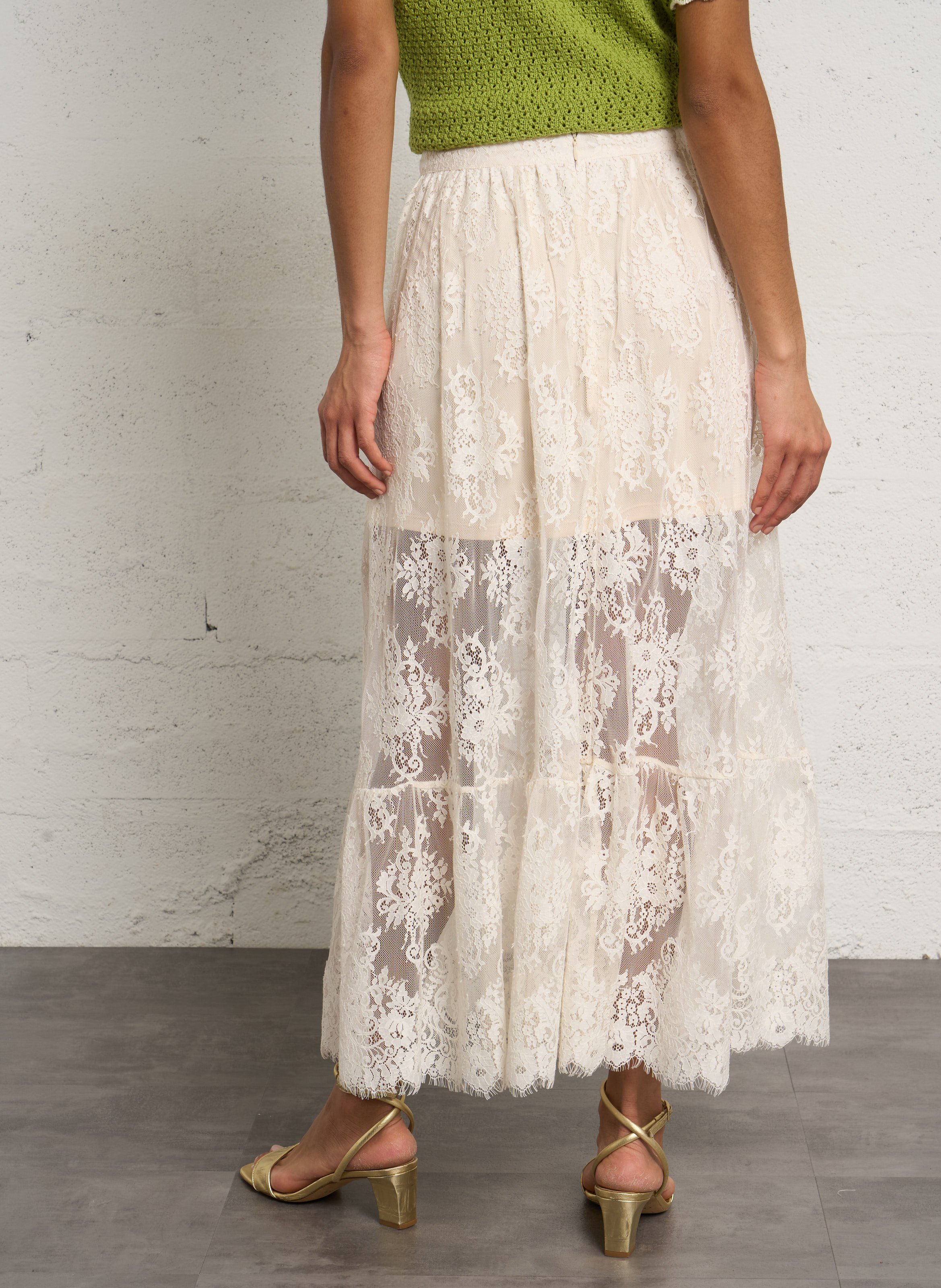 Midirock aus Spitze PETITE MENDIGOTE Beige