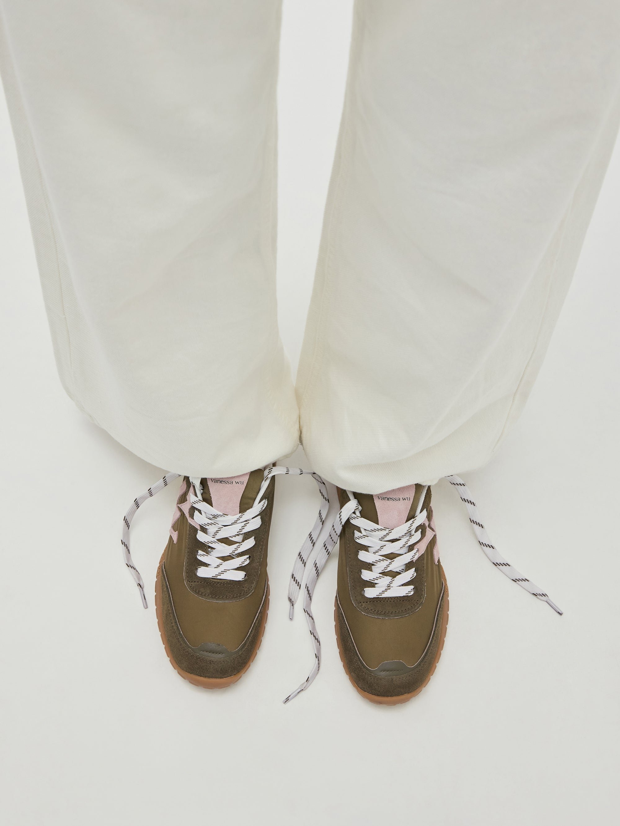 Sneakers with monogram on graphic sole VANESSA WU Khaki