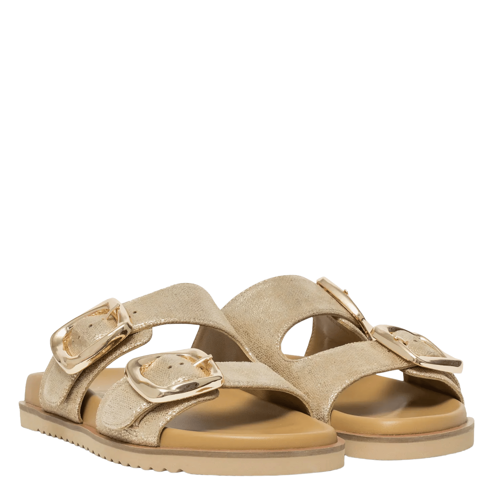 Mules en cuir velours Doré