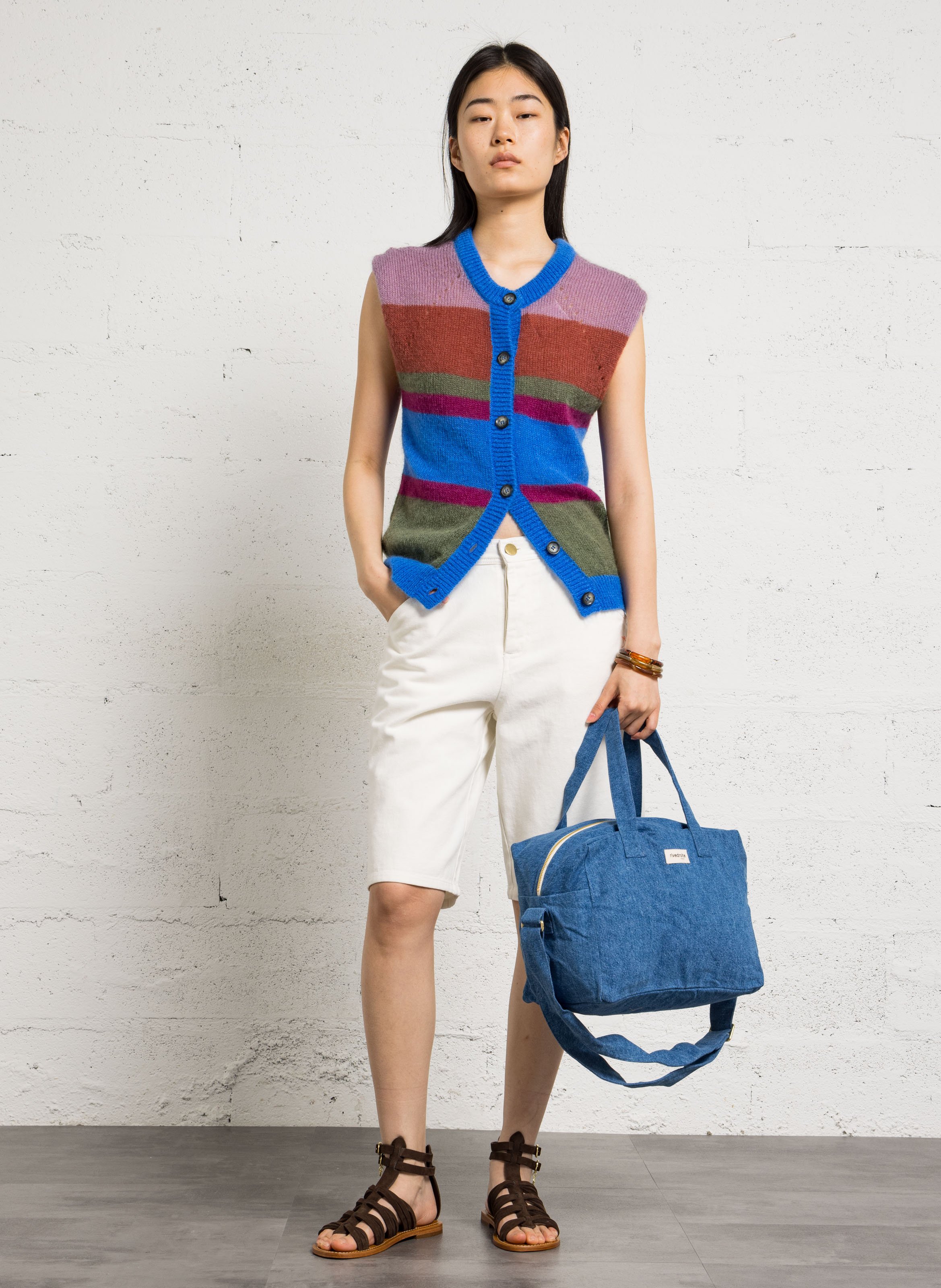 Sac à main en coton mélangé RIVEDROITE PARIS Bleu