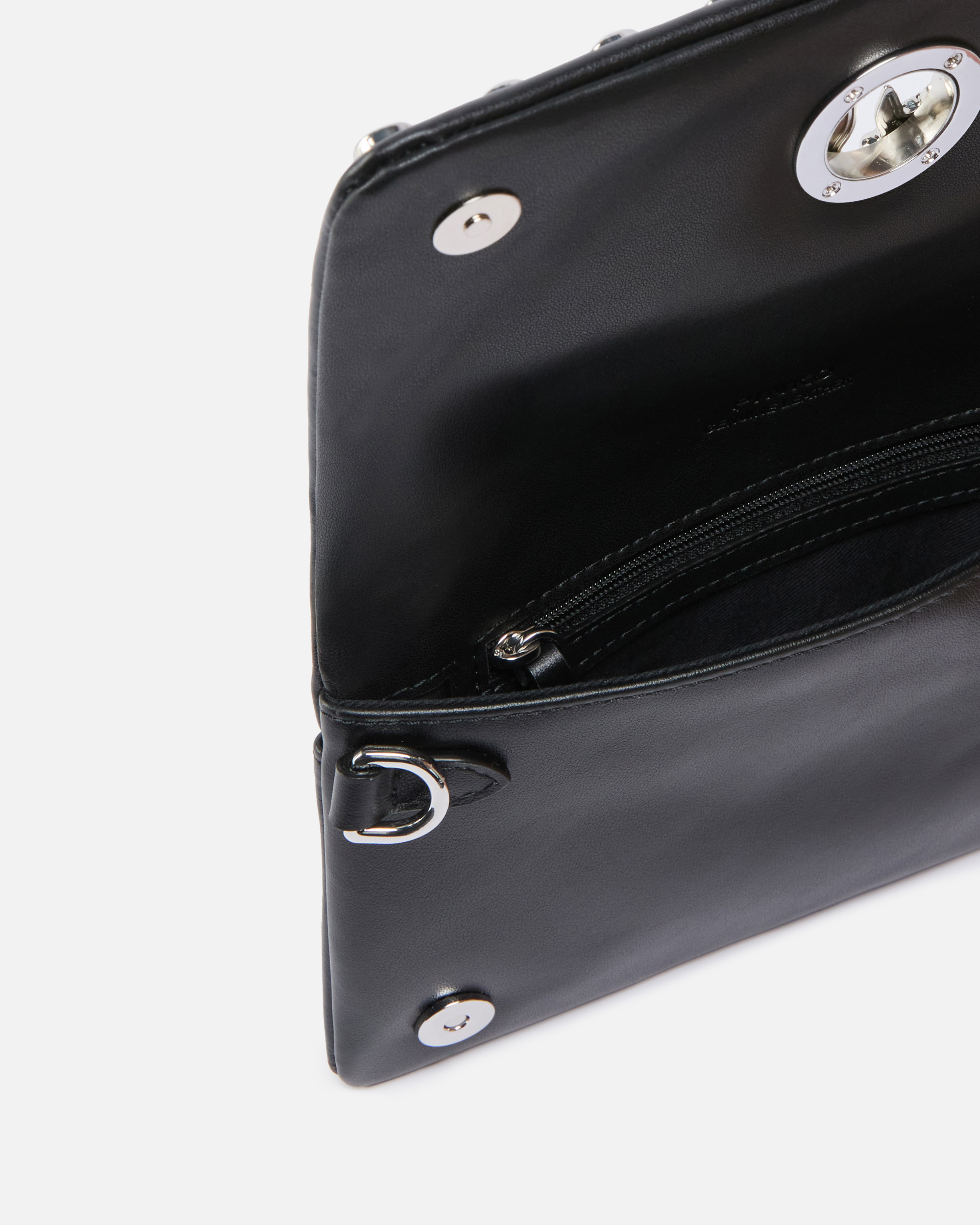 Petite pochette à bandoulière love bag click soft horizontal mini en cuir clouté PINKO Noir