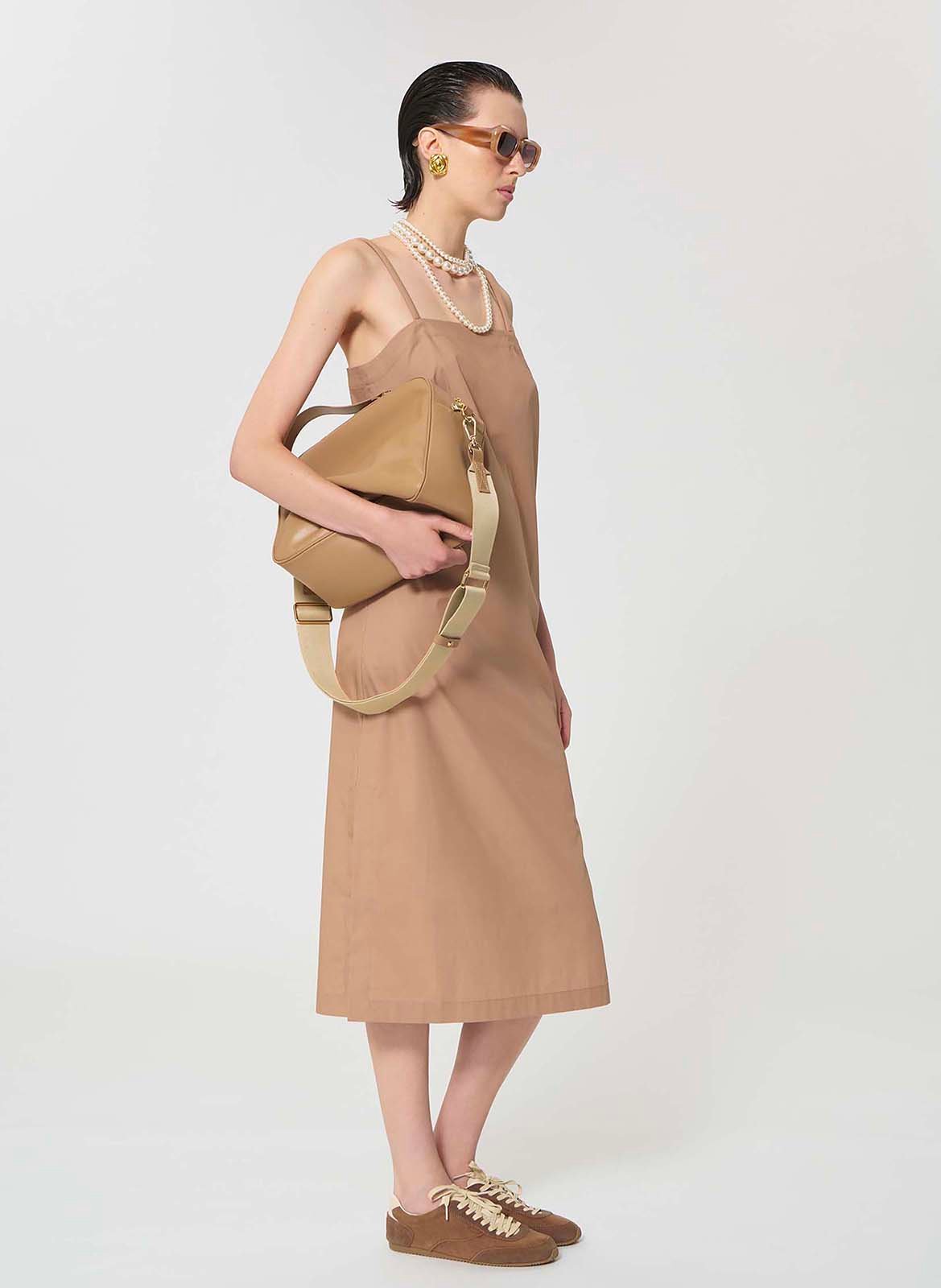 Robe midi droite en coton TARA JARMON Marron