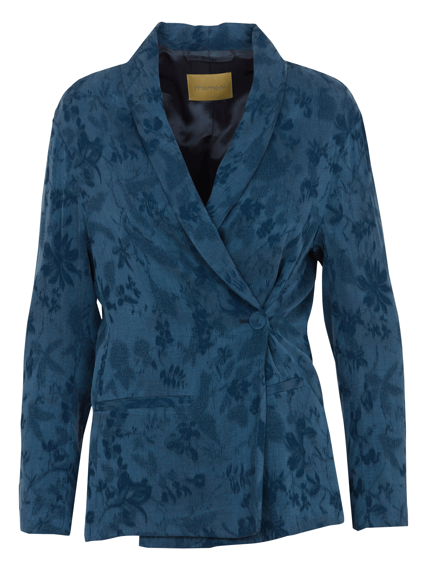 Veste droite col châle en jacquard imprimé MOMONI Bleu