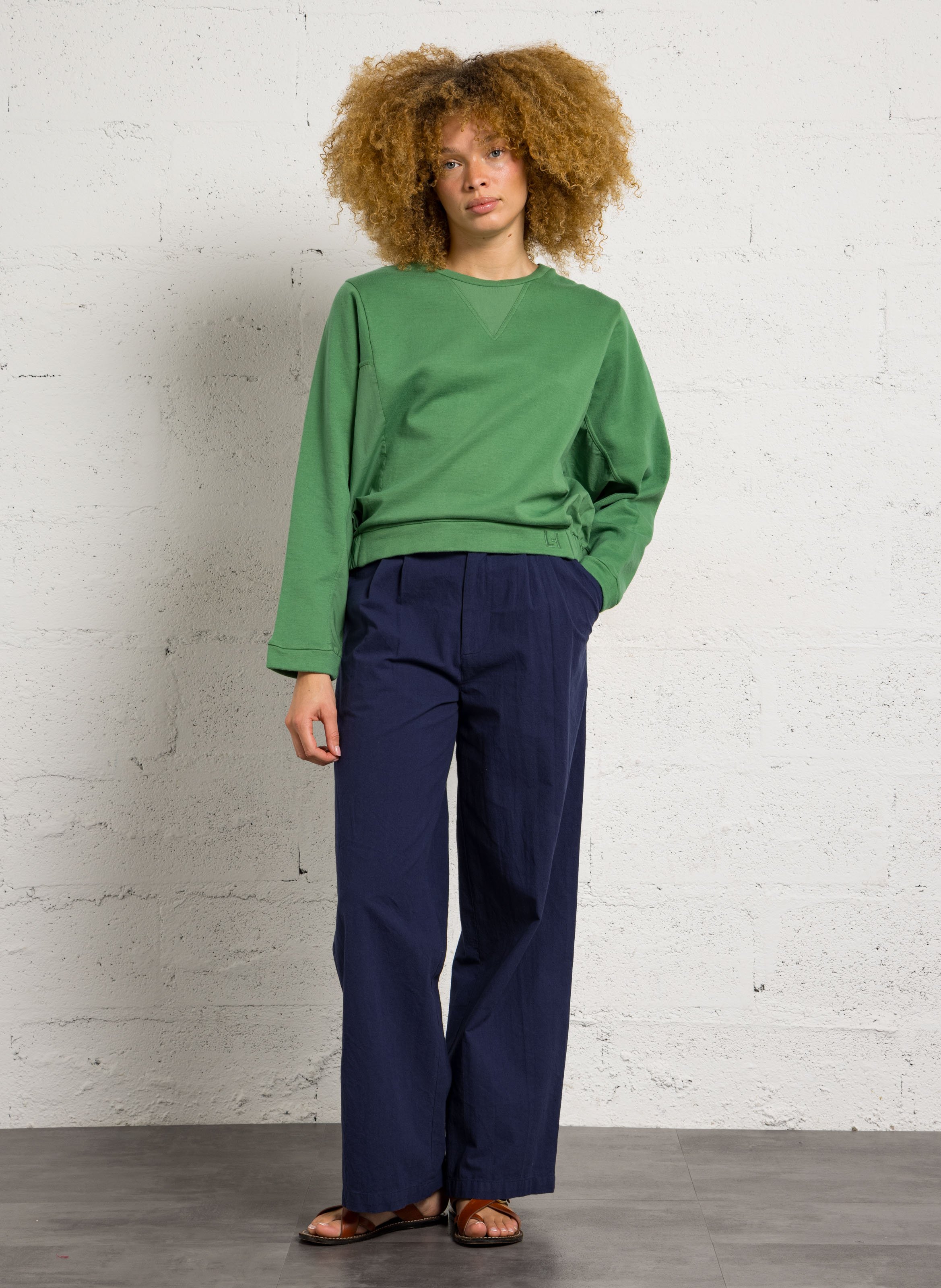 Sweat oversize en coton bio mélangé LEON & HARPER Vert