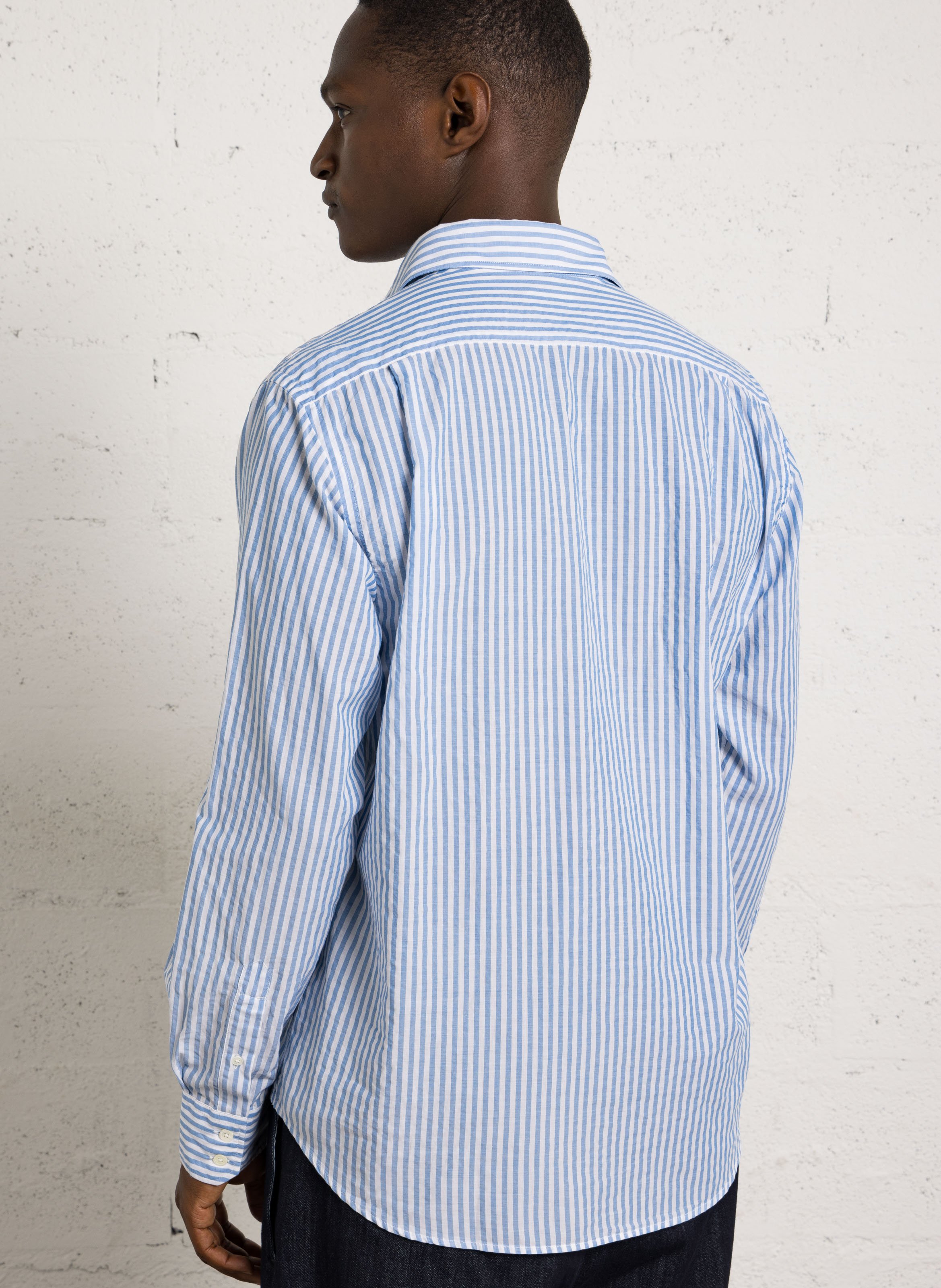 Rechte, gestreepte, katoenen blouse met klassieke kraag HARTFORD Veelkleurig