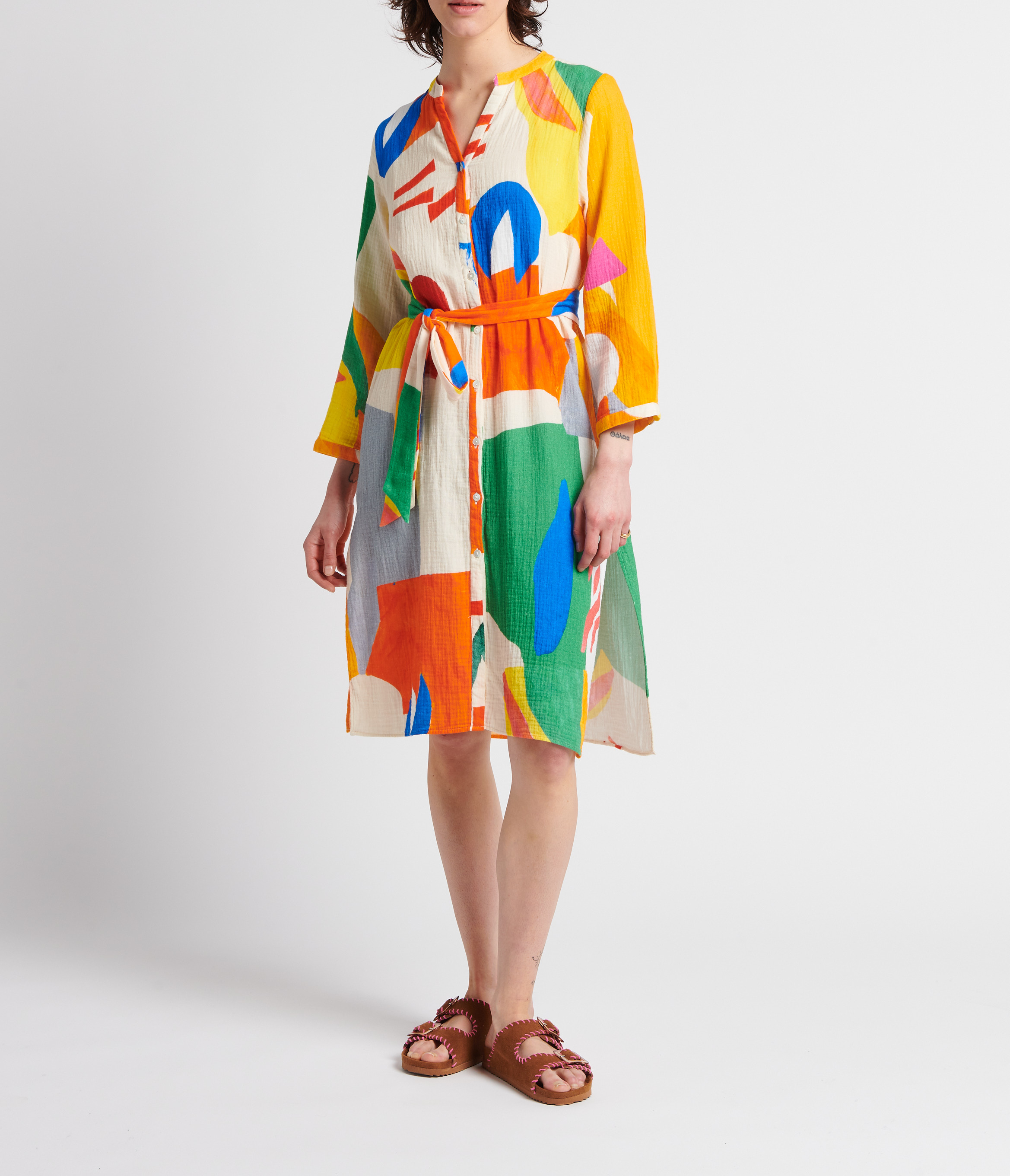 Printed cotton midi shirt dress G.KERO Multicolored