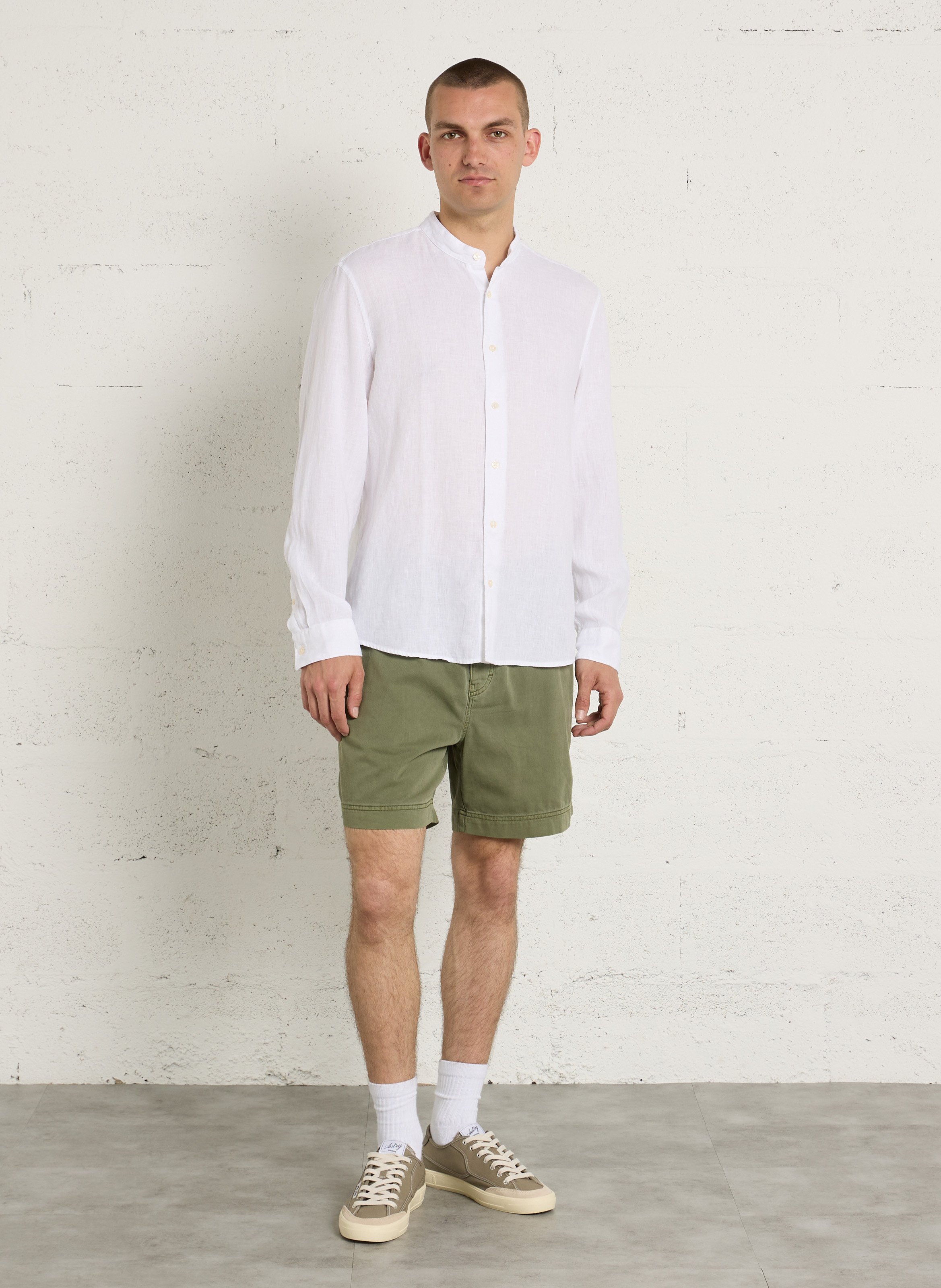 Chemise droite col mao en lin MARC O'POLO Blanc