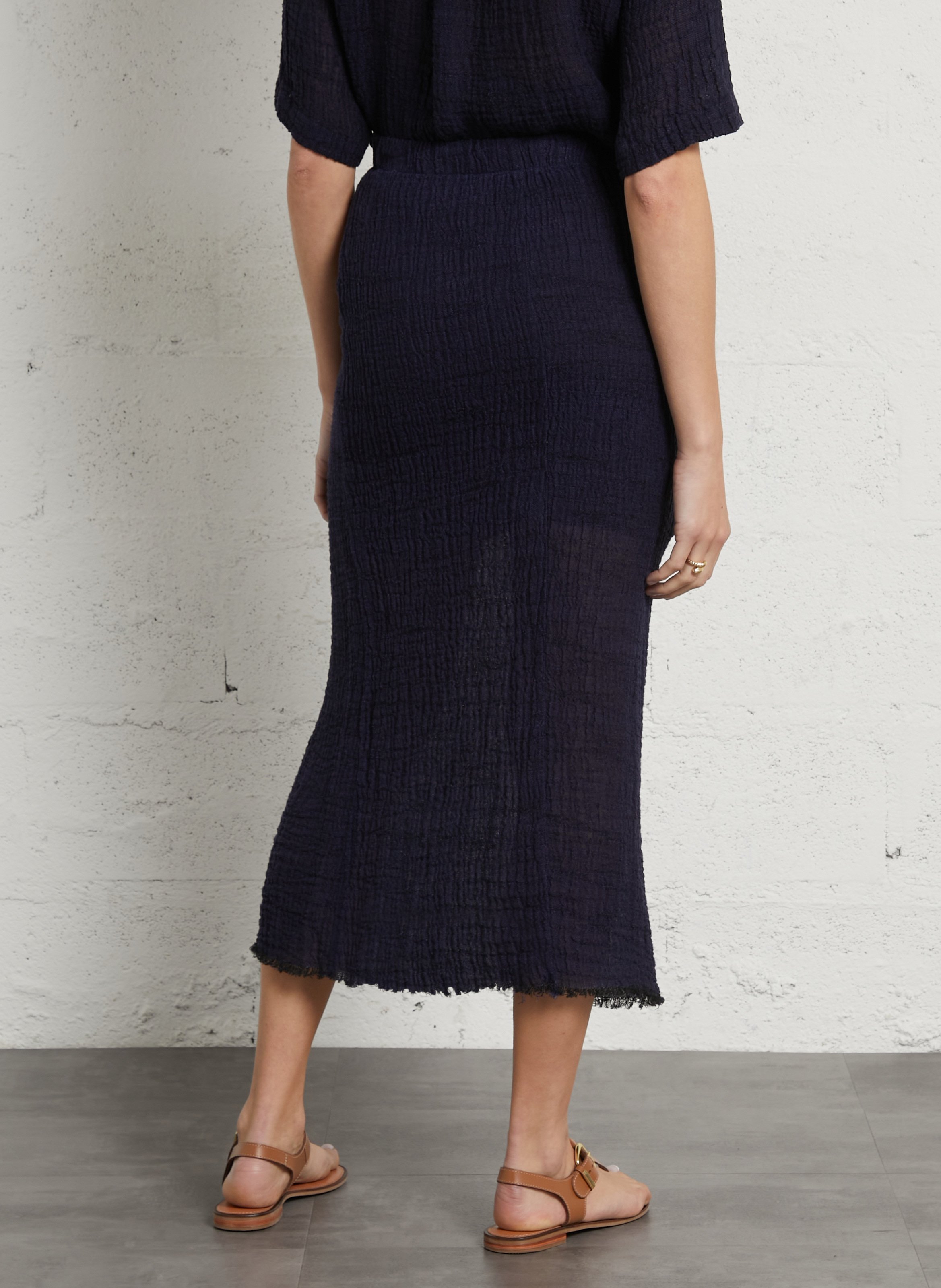 Linen-blend midi skirt MASSCOB Blue