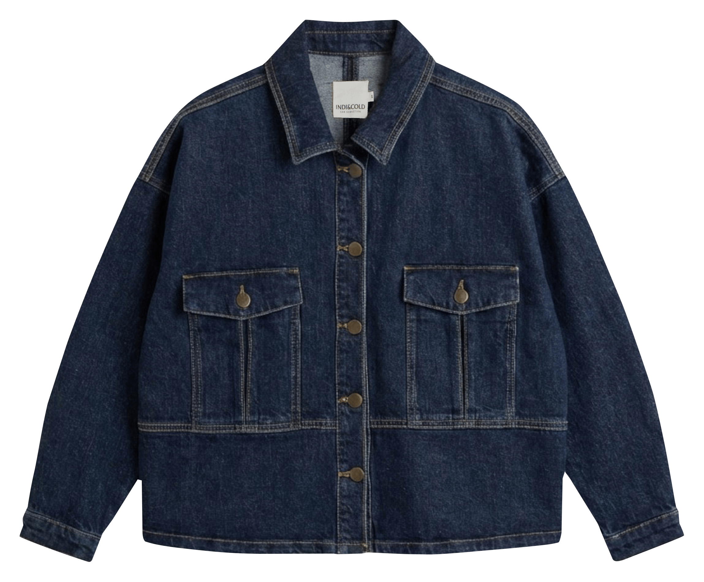 Veste denim oversize en coton bio mélangé INDI & COLD Bleu