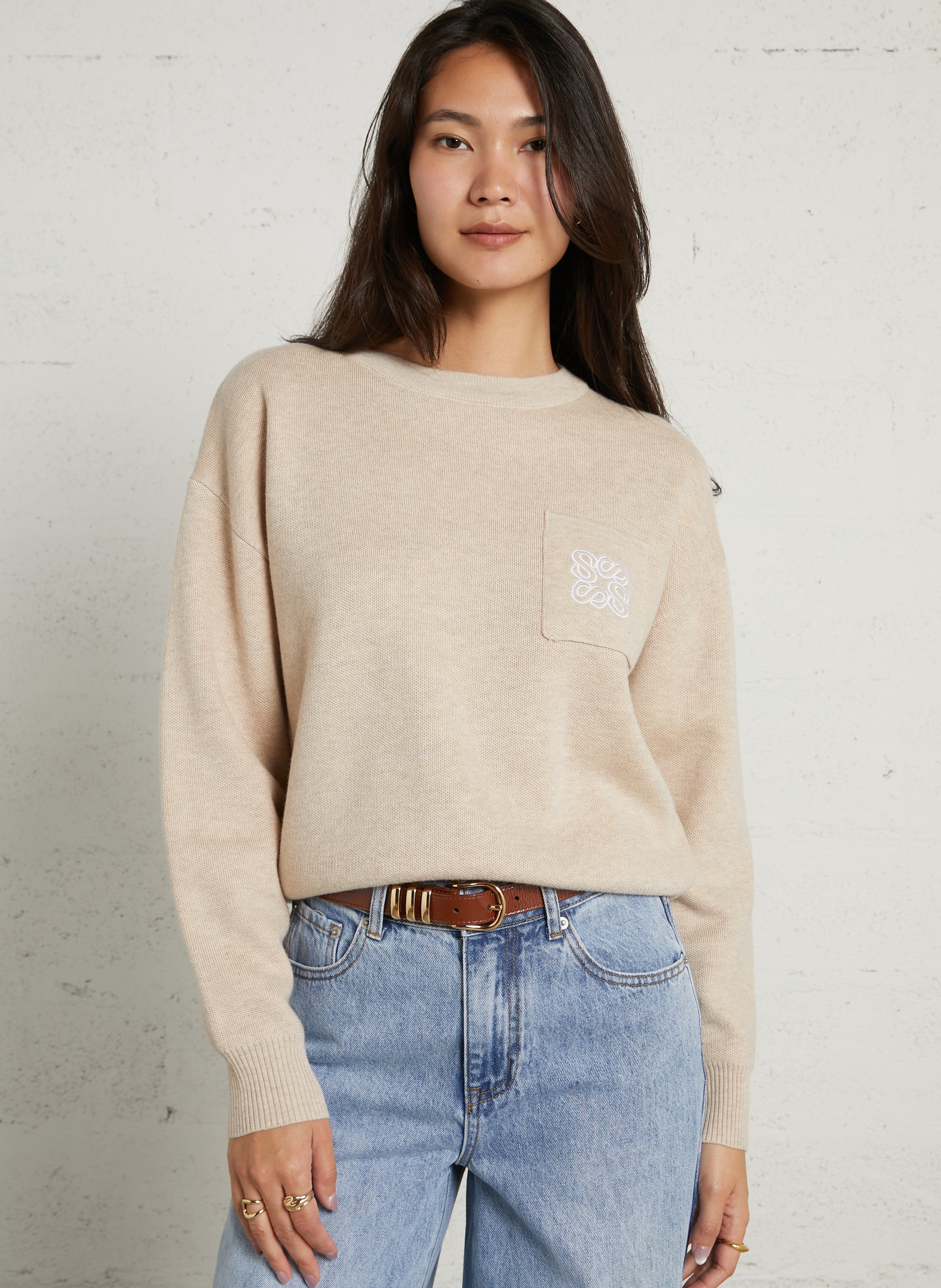 High-neck sweater SUNCOO Beige