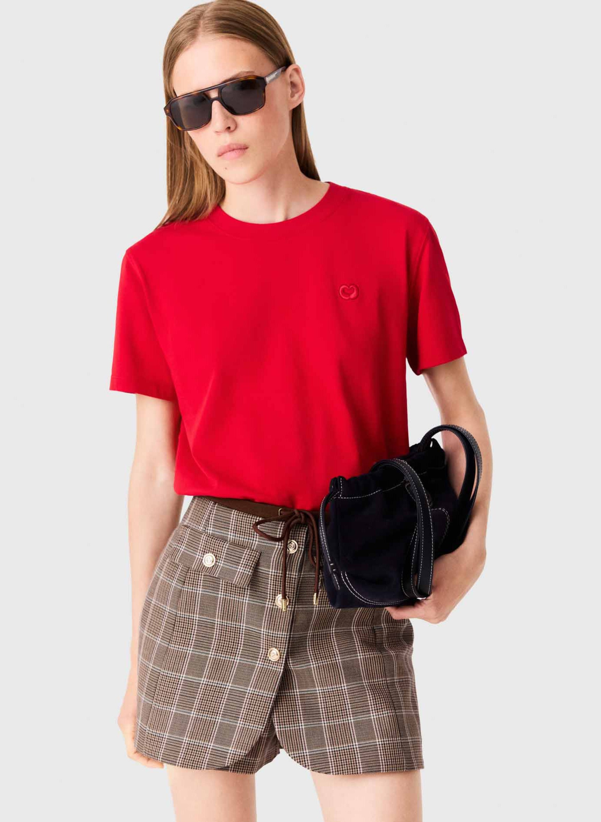 Tee-shirt manches courtes uni MAJE Rouge