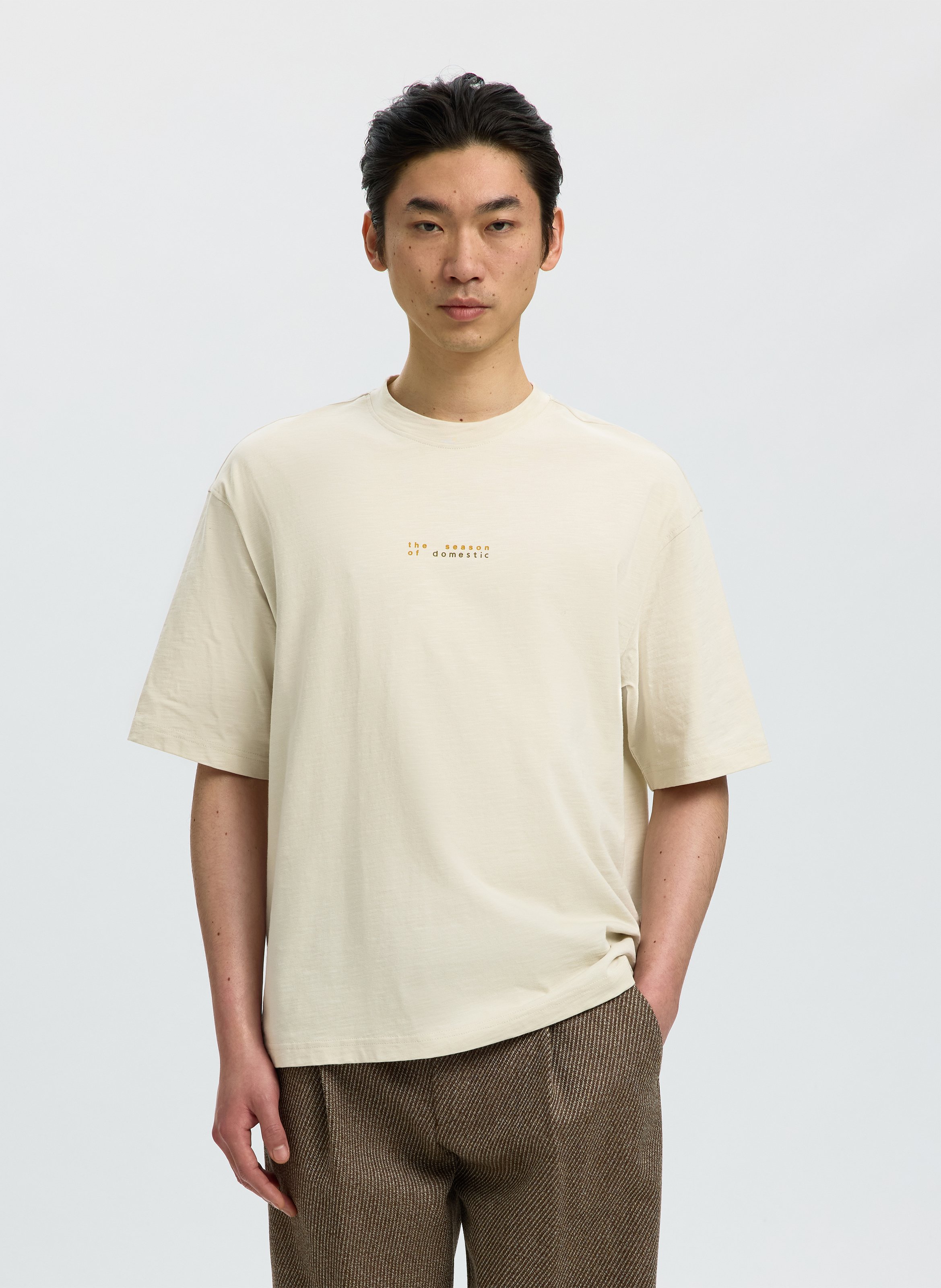 Tee-shirt col rond en coton bio SELECTED
