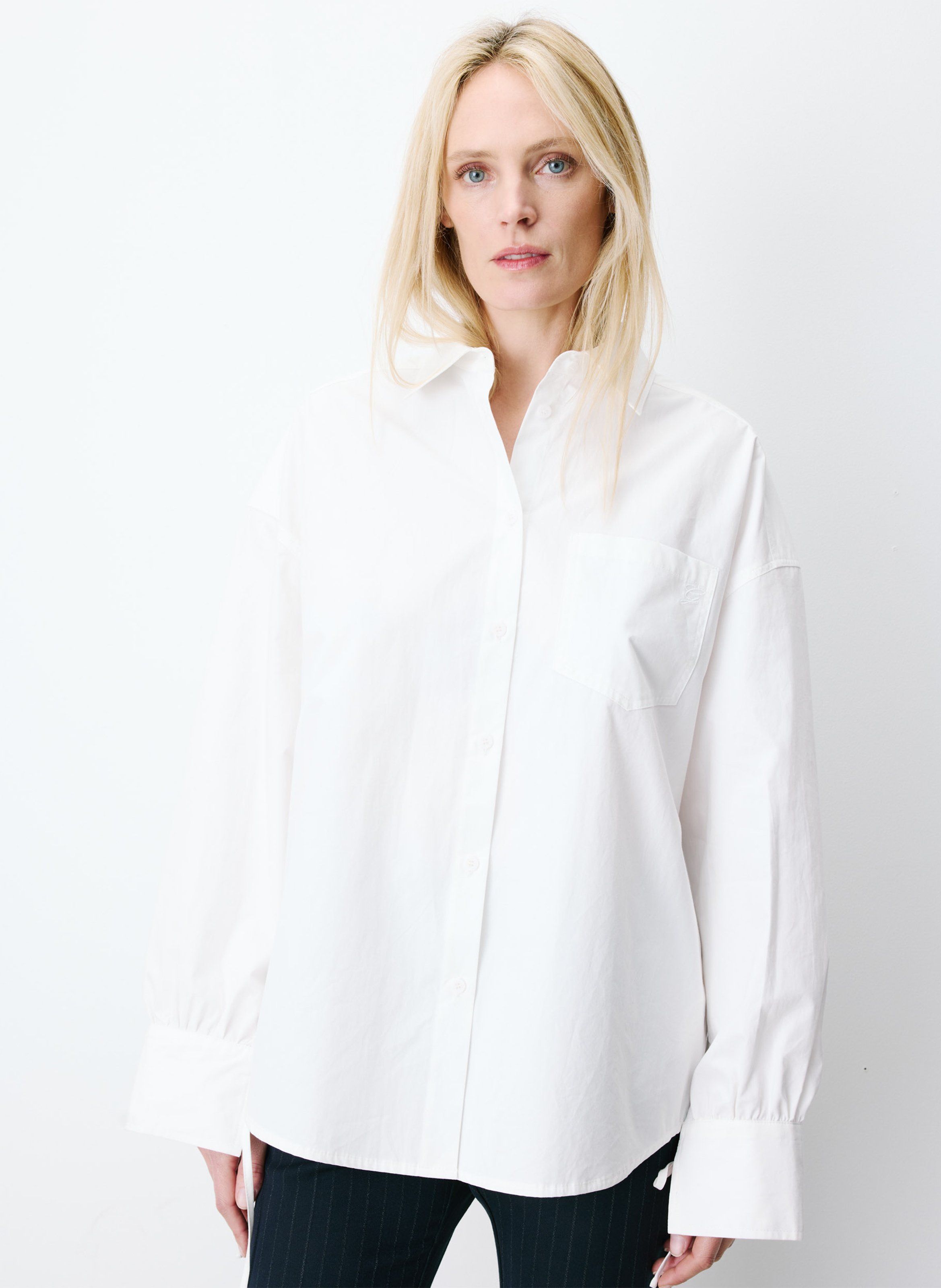 Chemise droite col classique en coton GRACE ET MILA Blanc