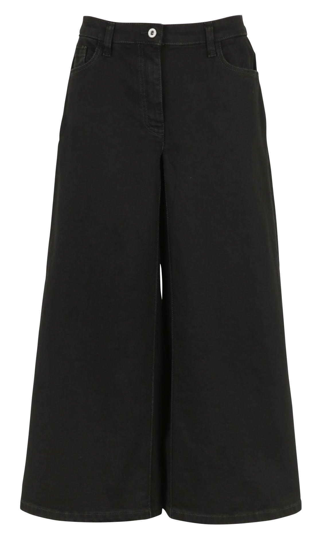 Cotton blend denim culotte skirt PLEASE Black