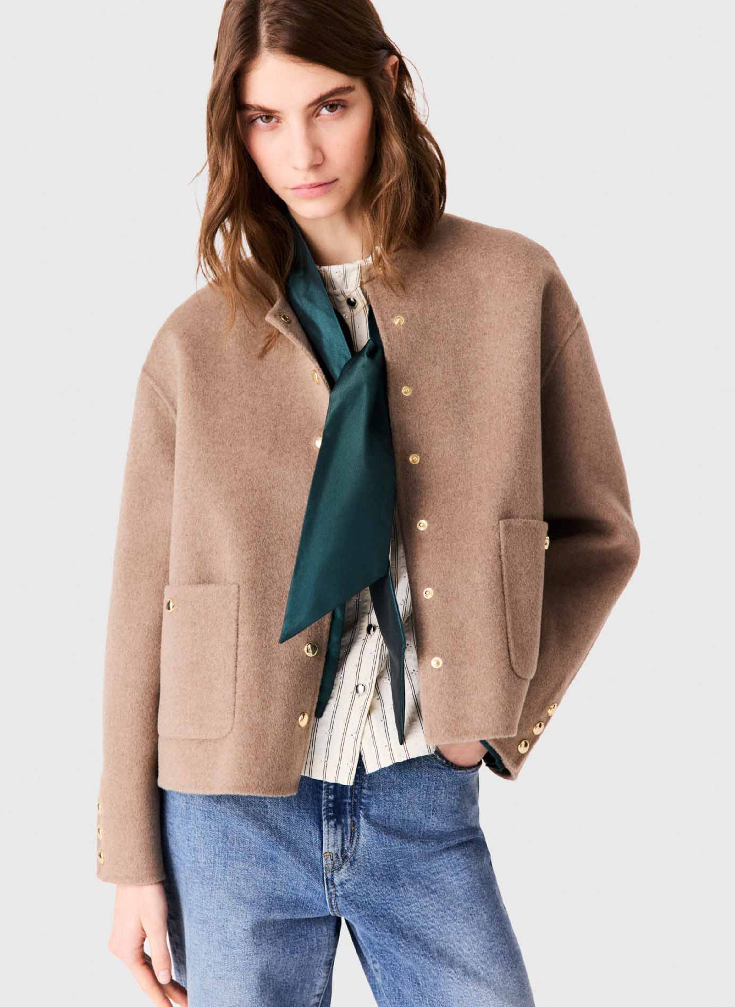 Veste ample en laine mélangée MAJE Beige