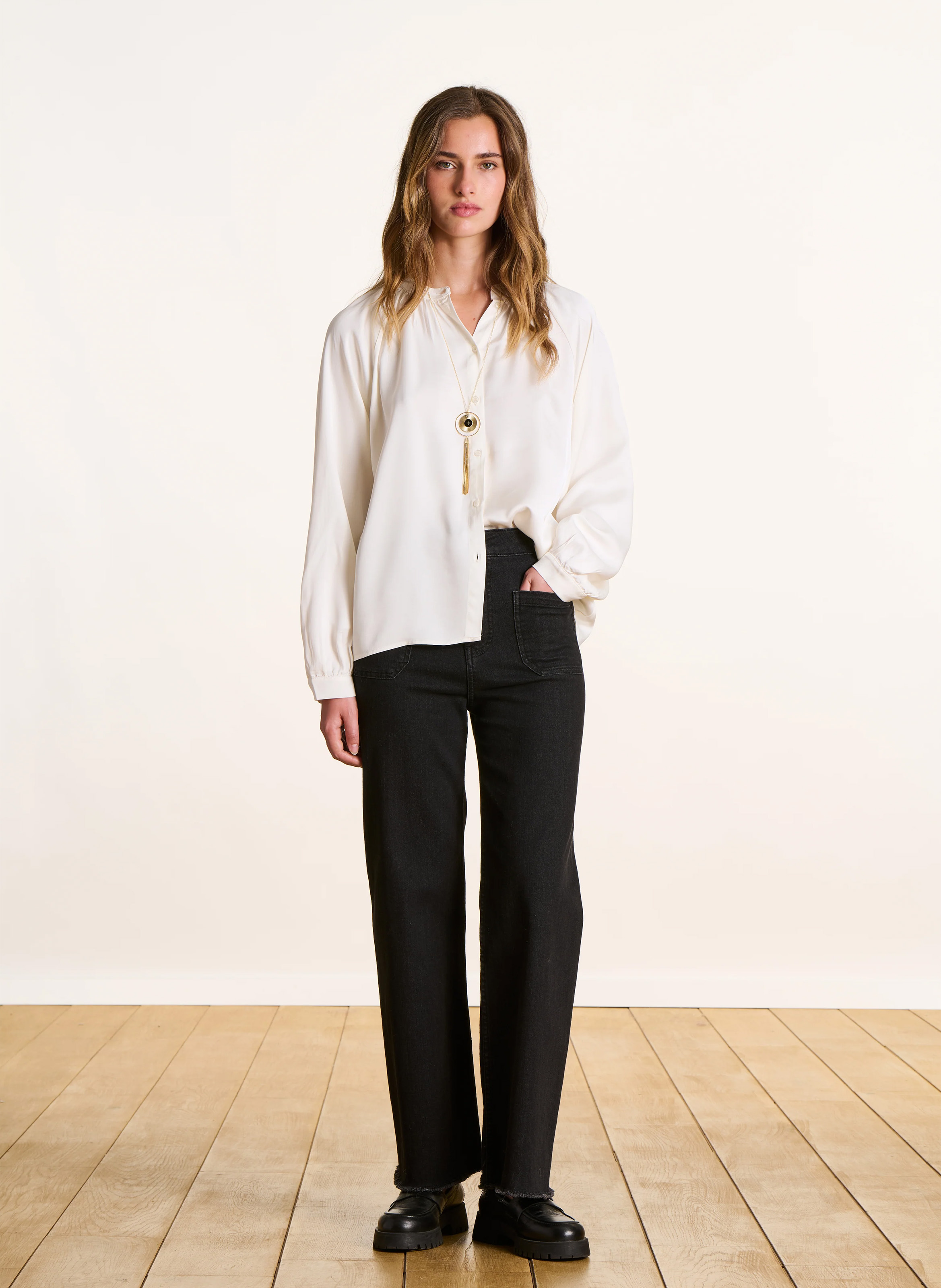 Chemise ample unie col rond LA FEE MARABOUTEE Blanc