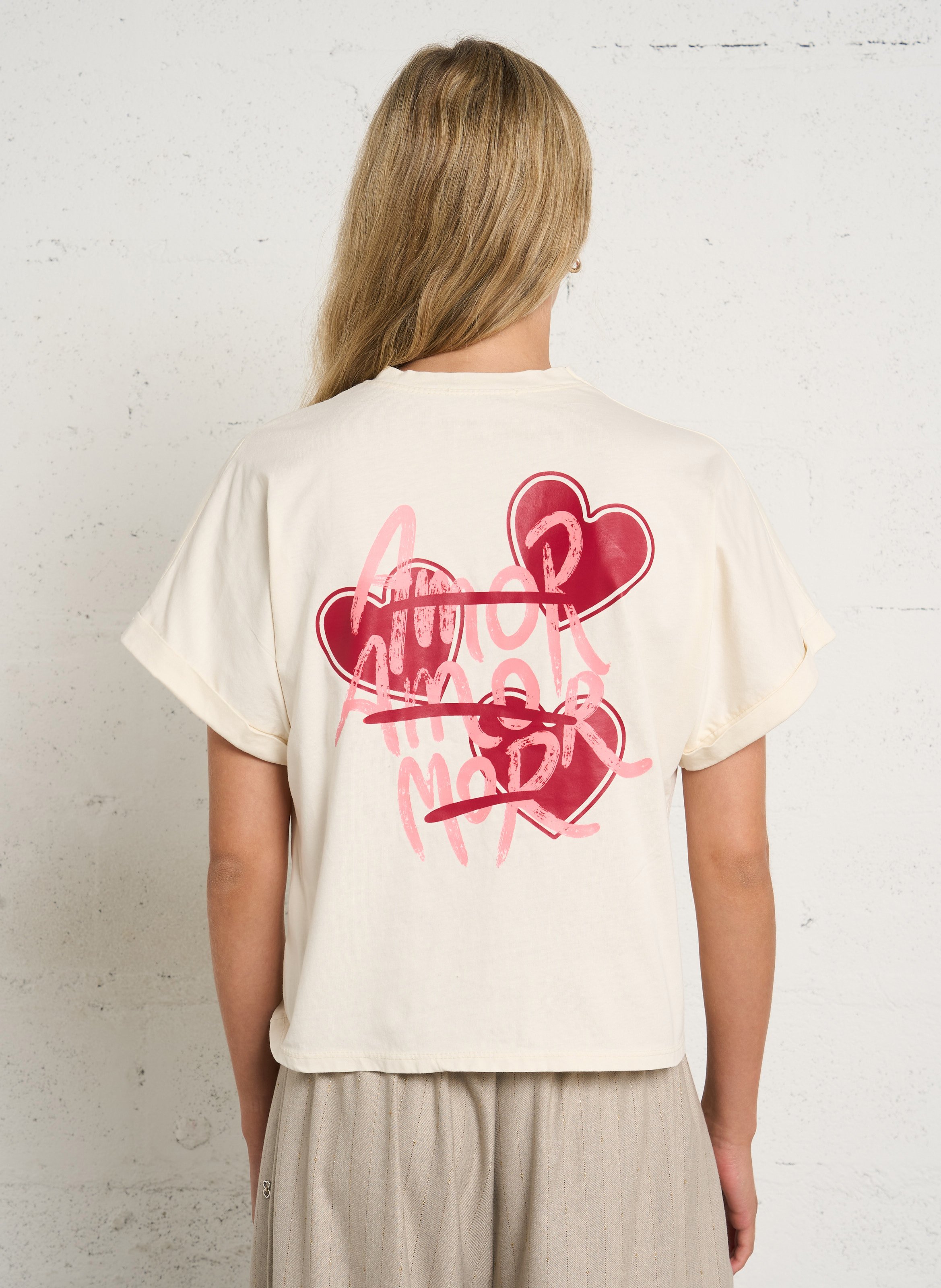 Oversized cotton T-shirt PLEASE Beige