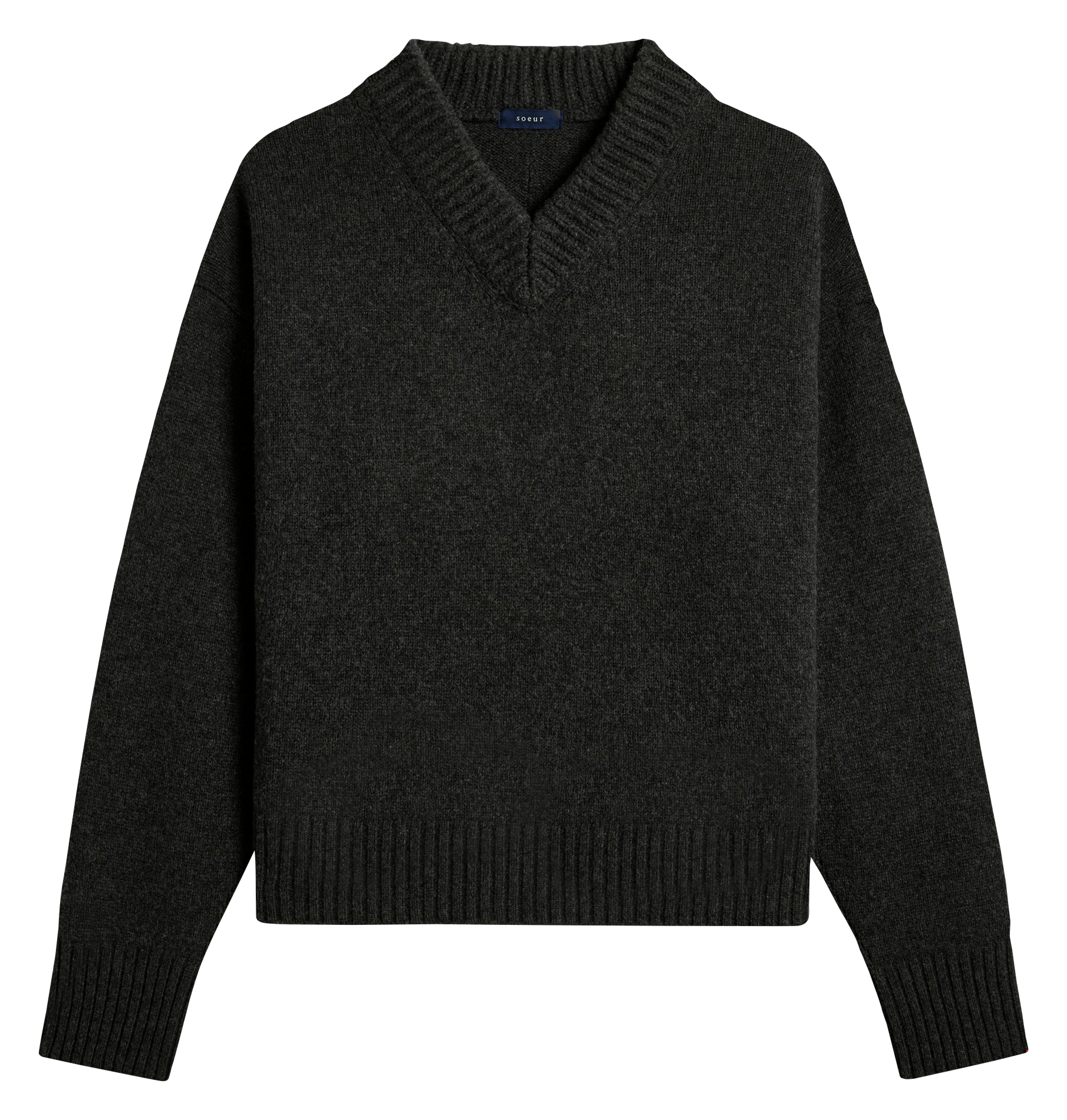 Oversize-Pullover mit V-Ausschnitt aus Wolle  SOEUR Grau