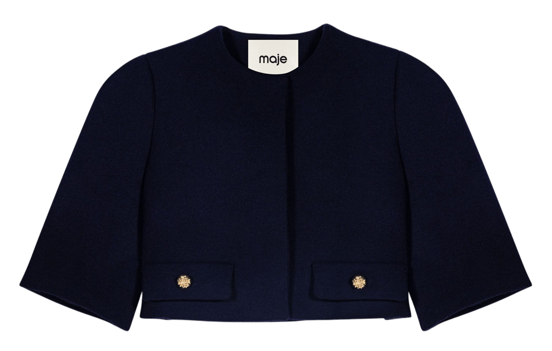 Kort jasje van wolmix met ronde hals MAJE Blauw