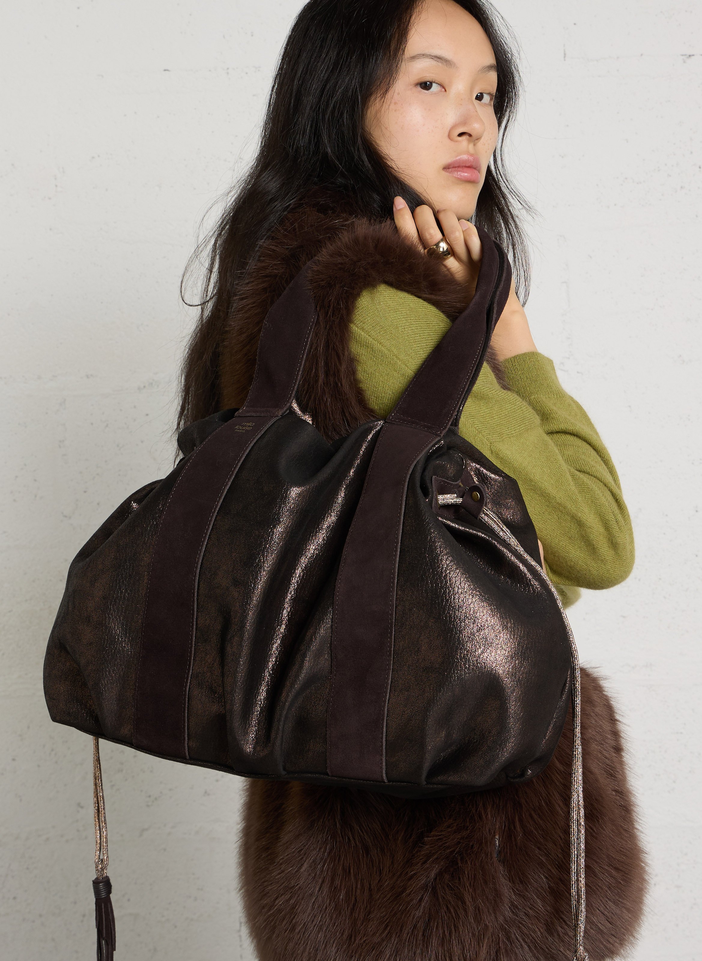 Schultertasche aus Leder MILA LOUISE Braun