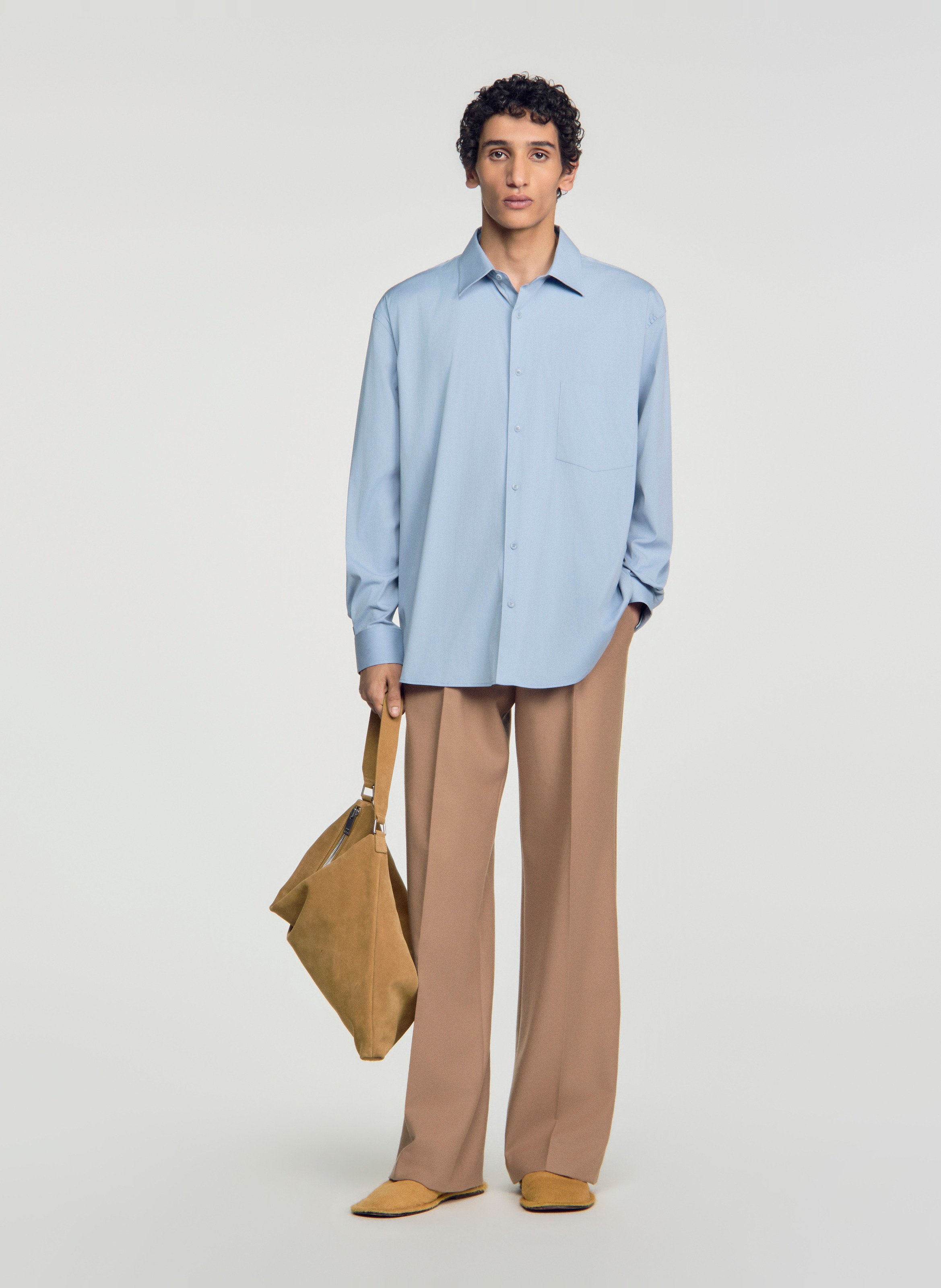 Chemise ample boutonnée unie SANDRO Bleu