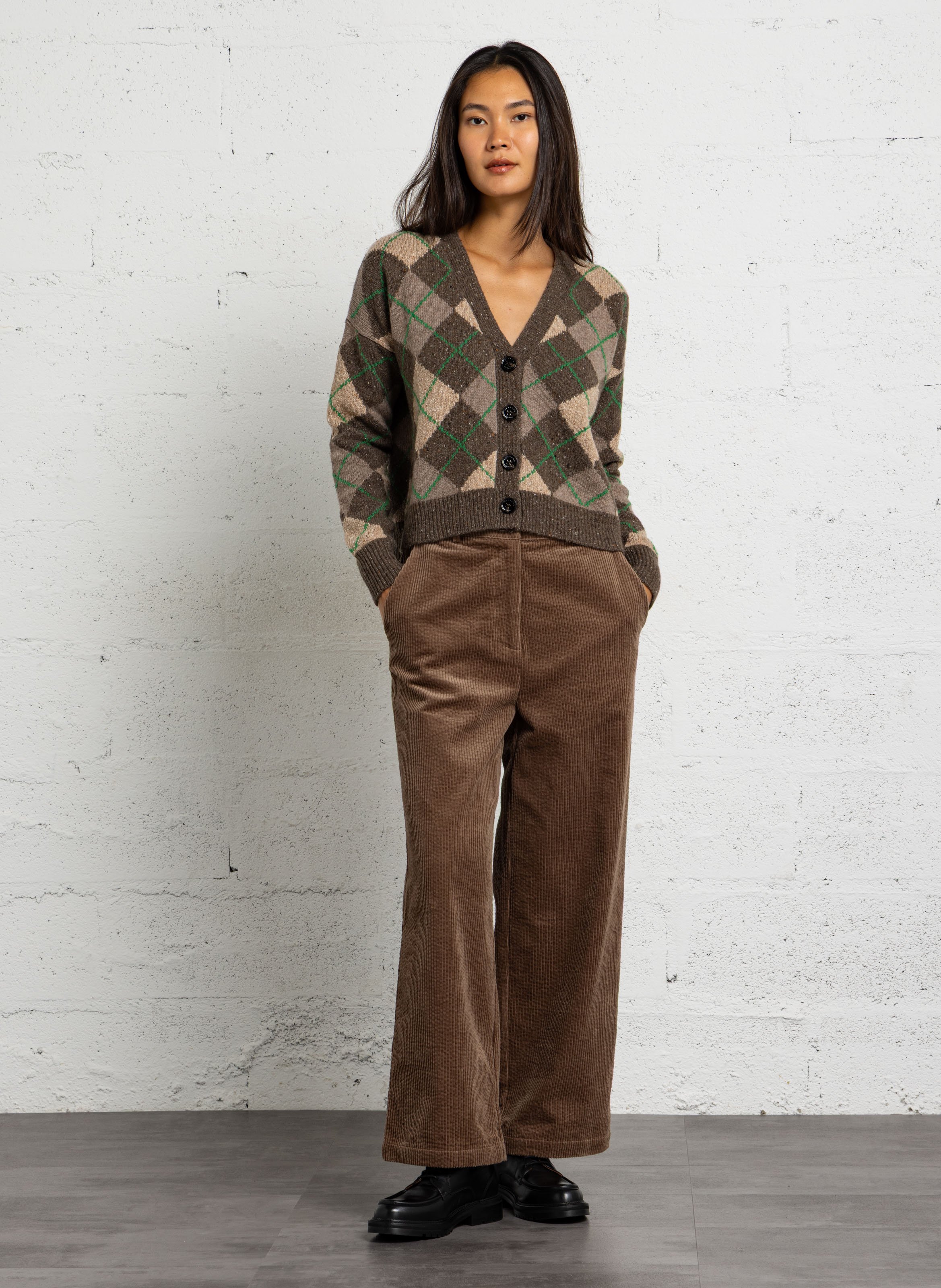 Pantalon en velours côtelé de coton  BELLA JONES Marron