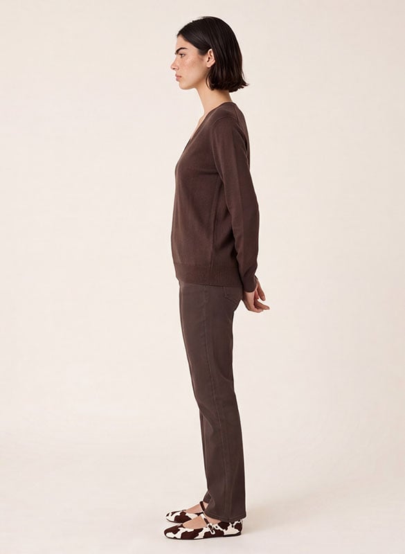 Rechte broek met V-hals in effen kleur KOOKAI Bruin