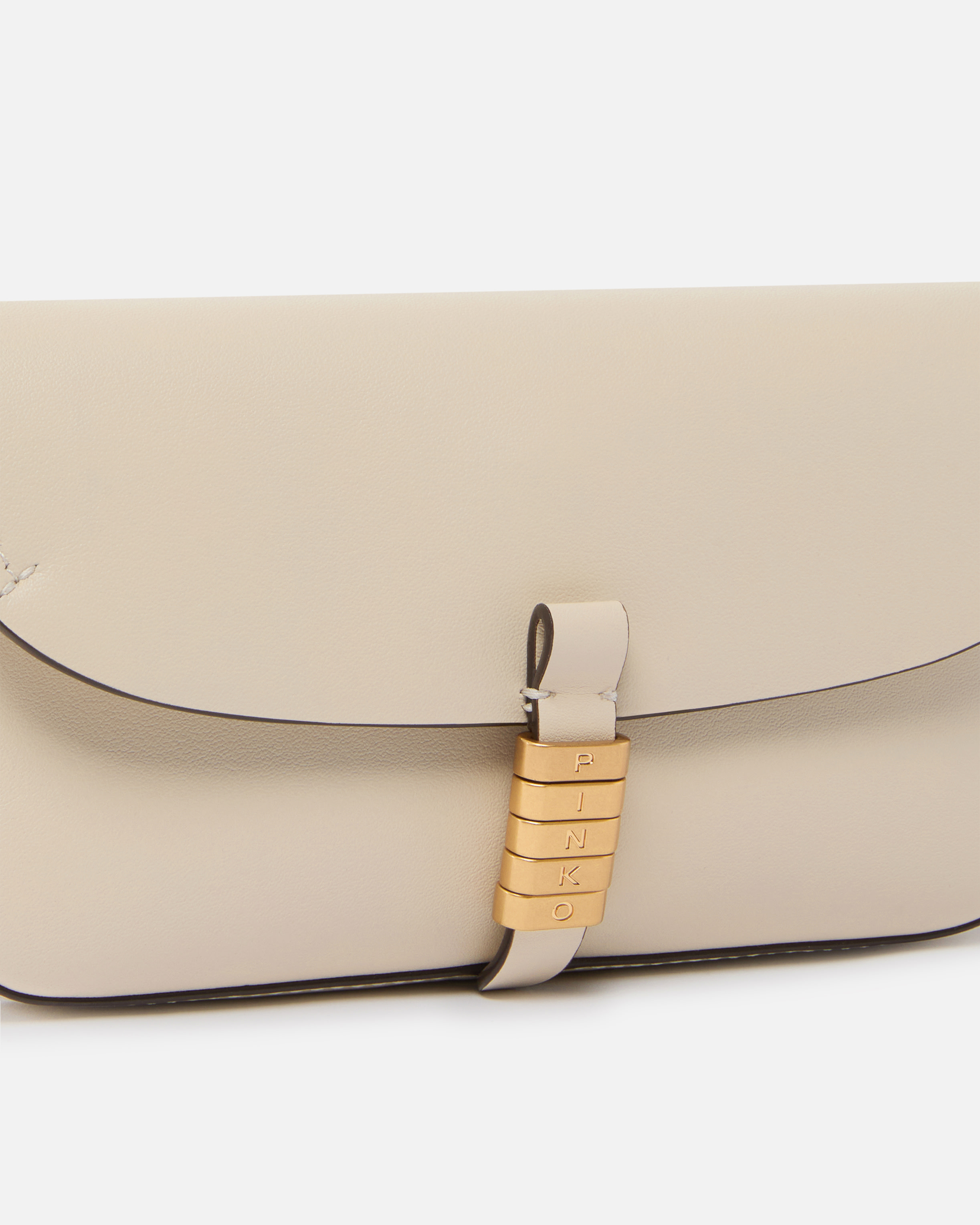 Medium leather saddle flat shoulder bag PINKO White