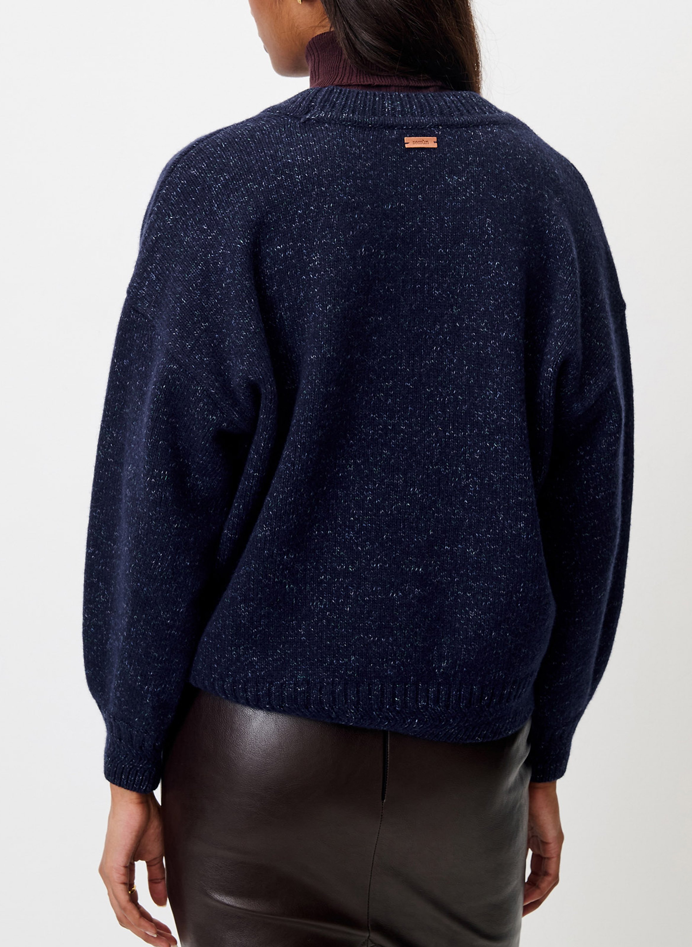 Weites Merino-Wollweste mit V-Ausschnitt SESSUN Blau