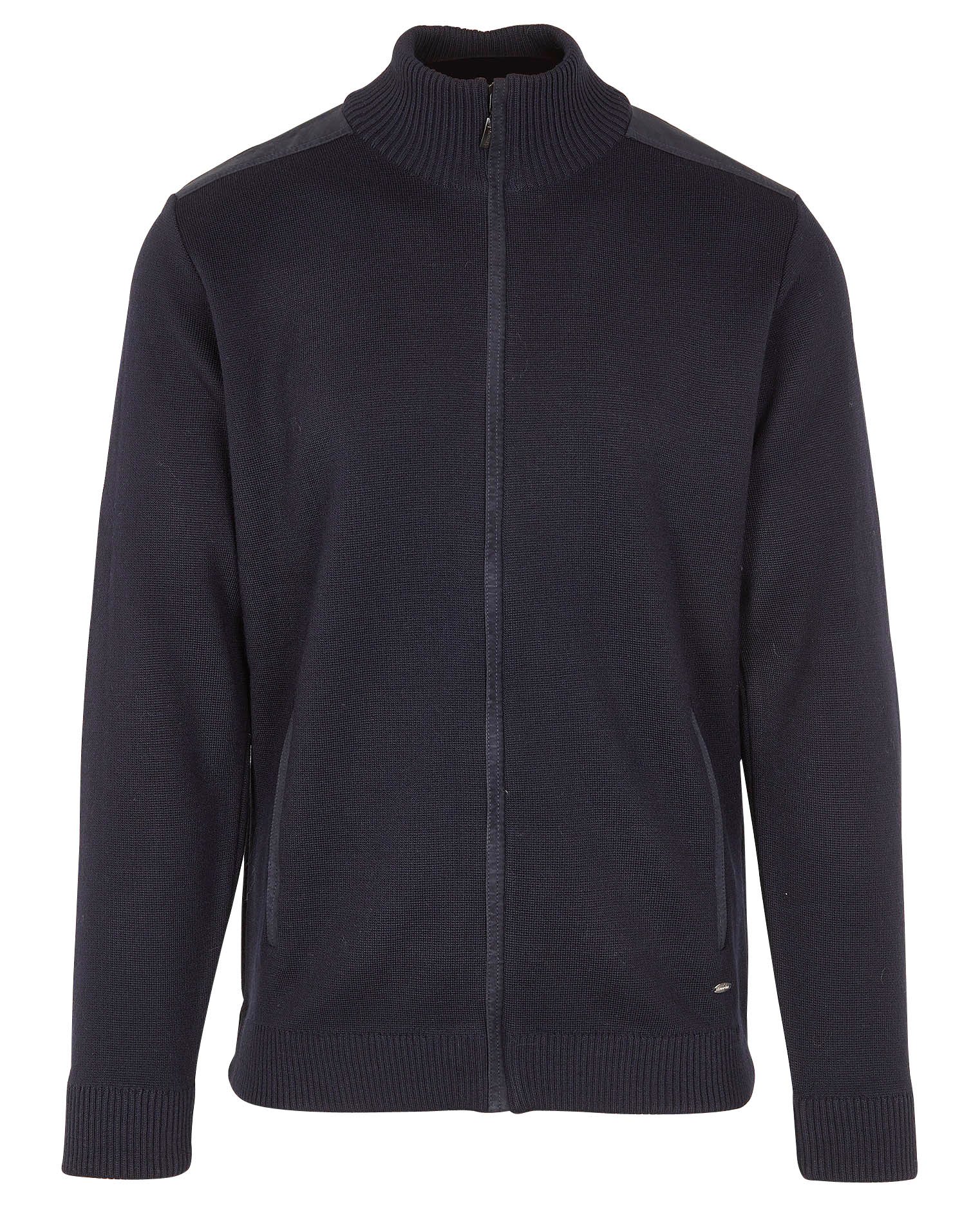 Gilet zippé à coudières en laine mélangée ARMOR LUX Bleu