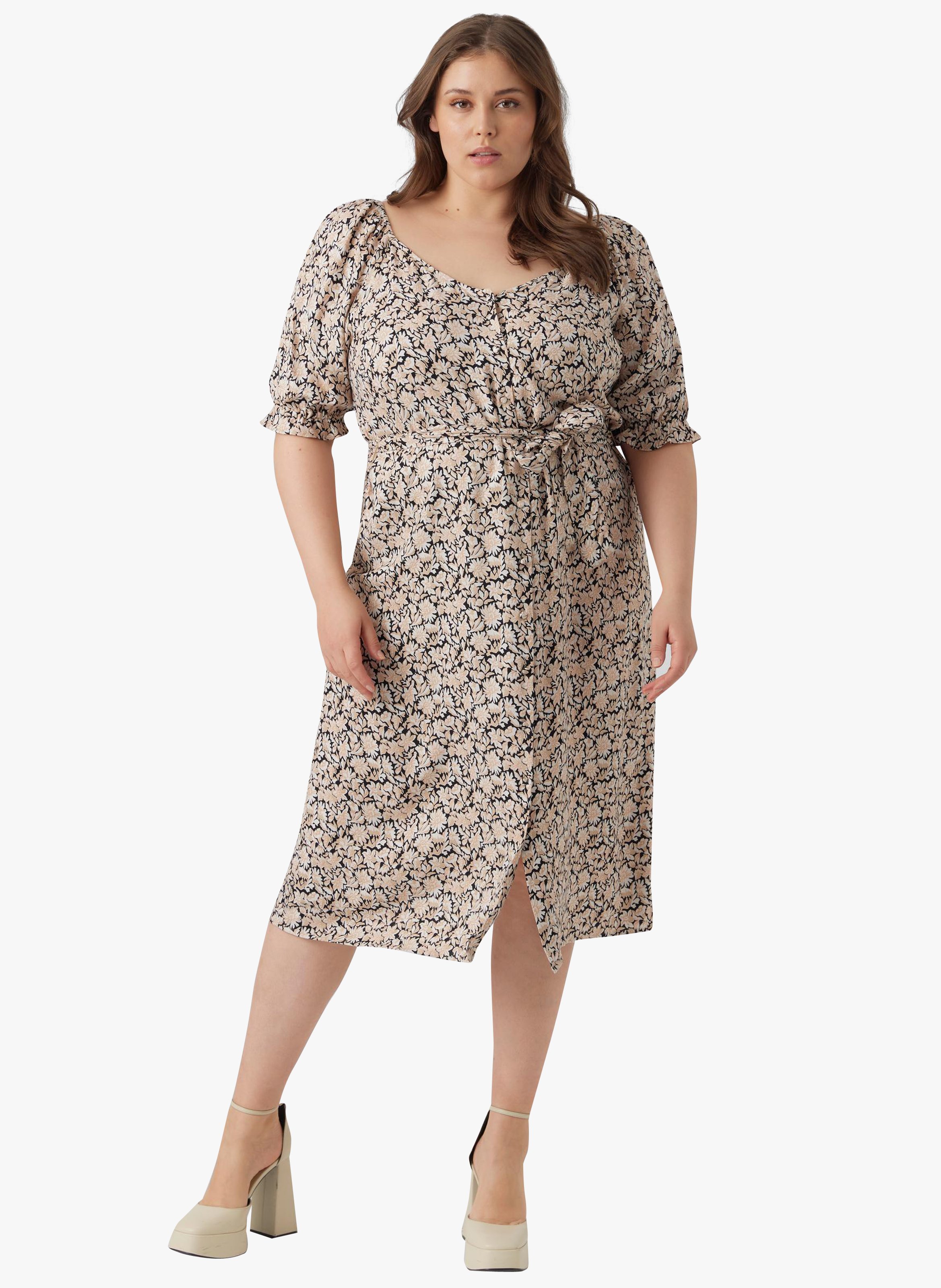Robe midi en viscose imprimée VERO MODA CURVE Noir