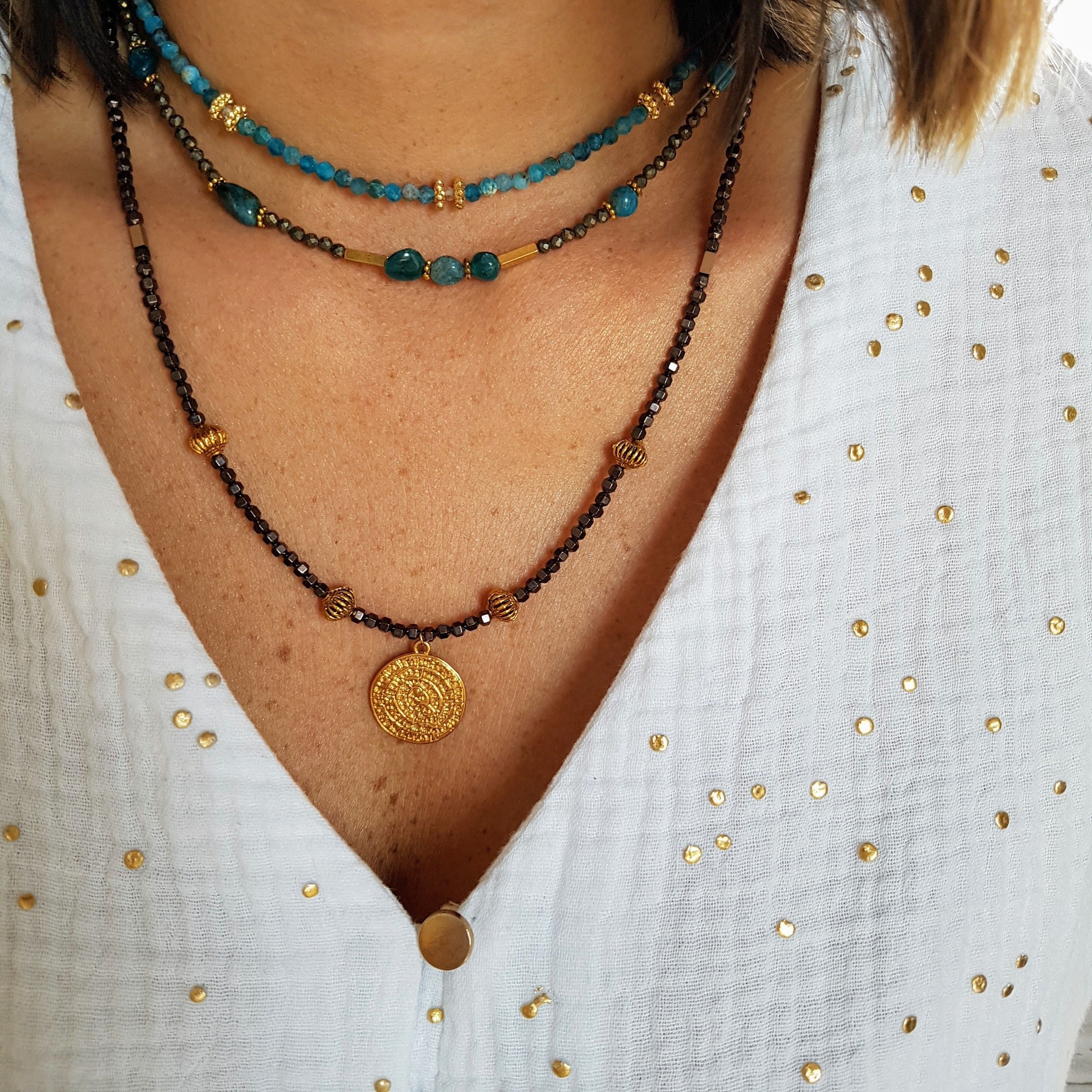 Apatite necklace GINANDGER Blue