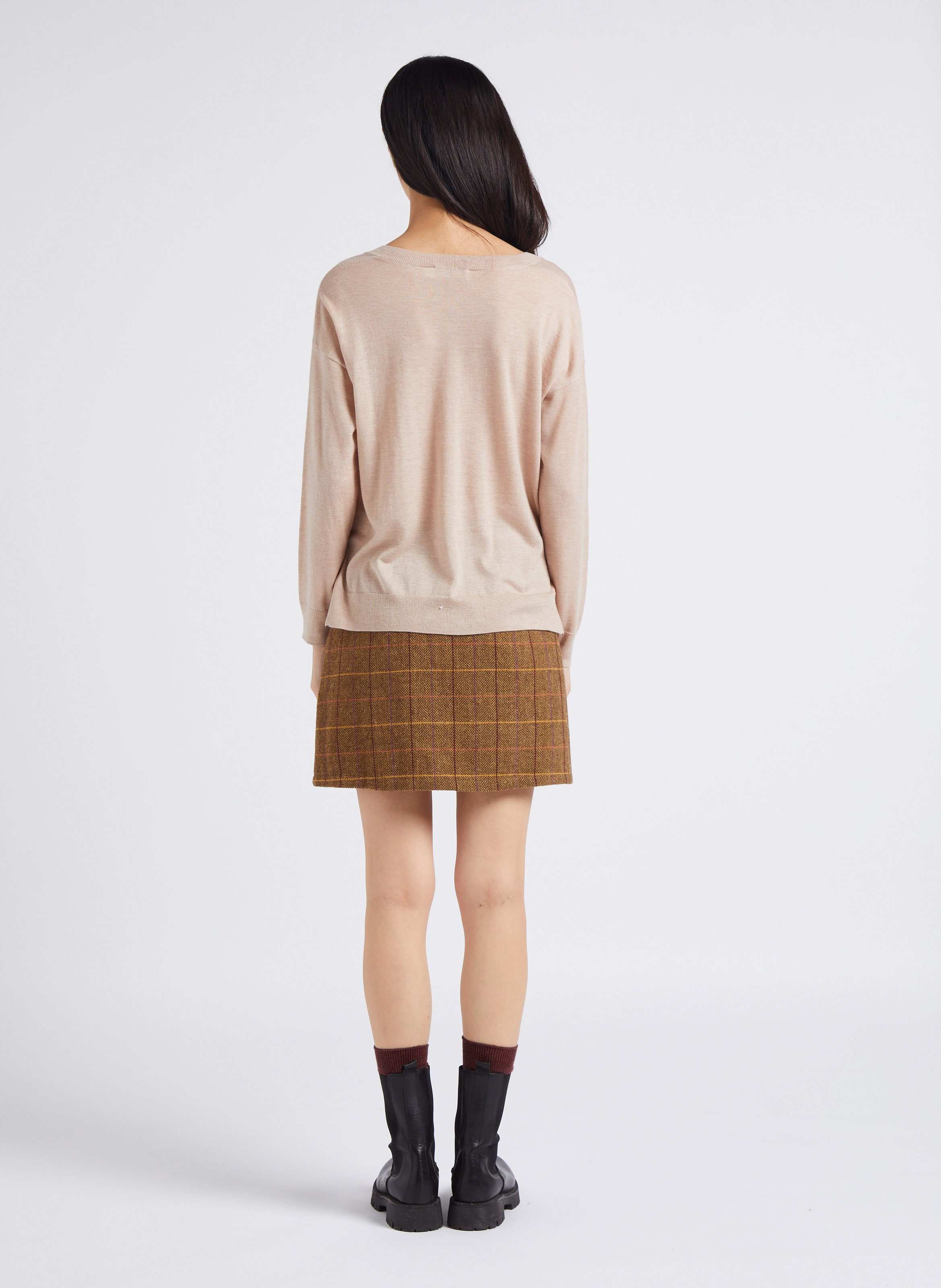 Jupe courte à carreaux LA PETITE ETOILE Marron