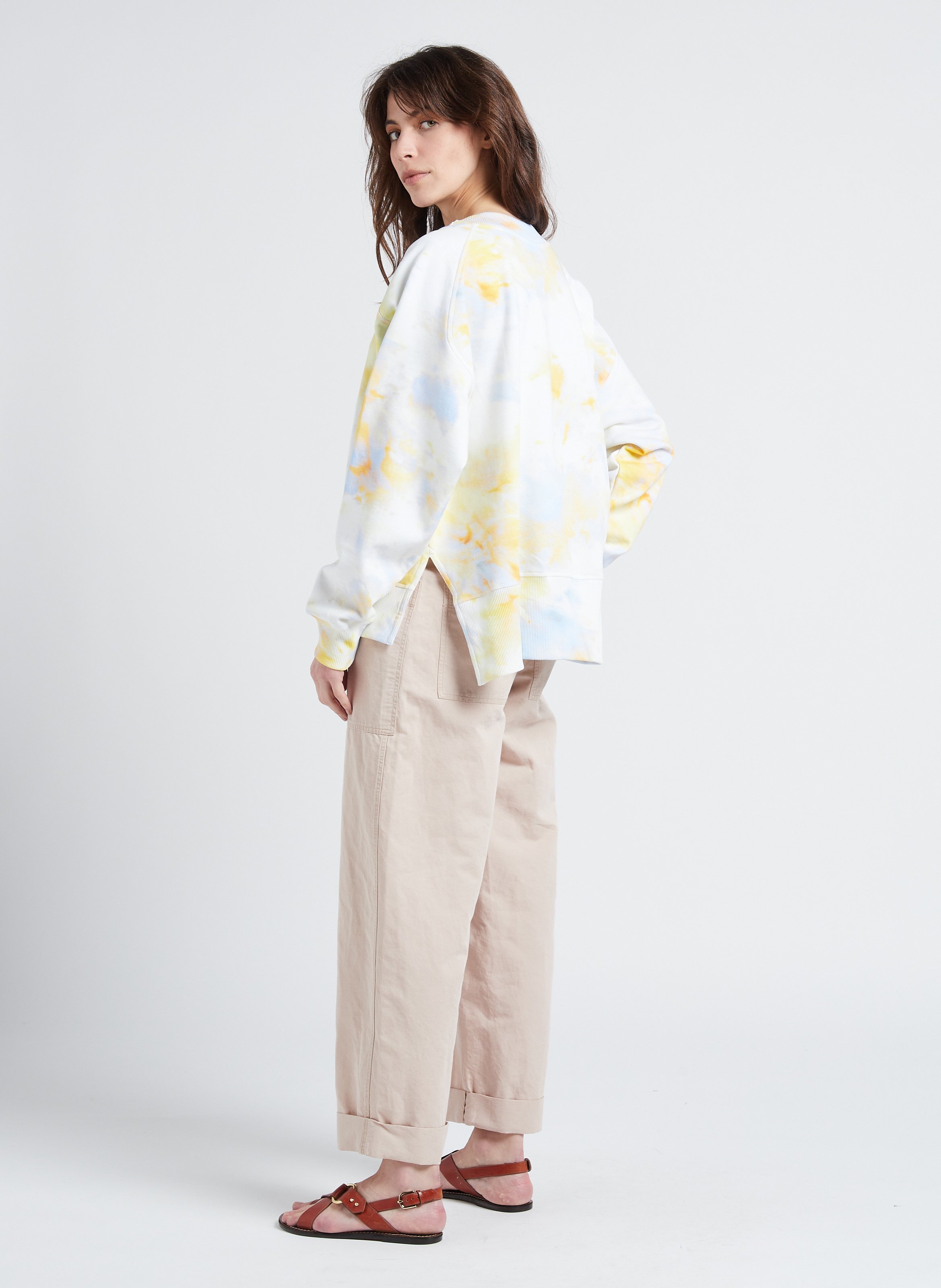 Oversized-Sweatshirt aus Baumwolle mit Rundhalsausschnitt und Print BELLEROSE Grau