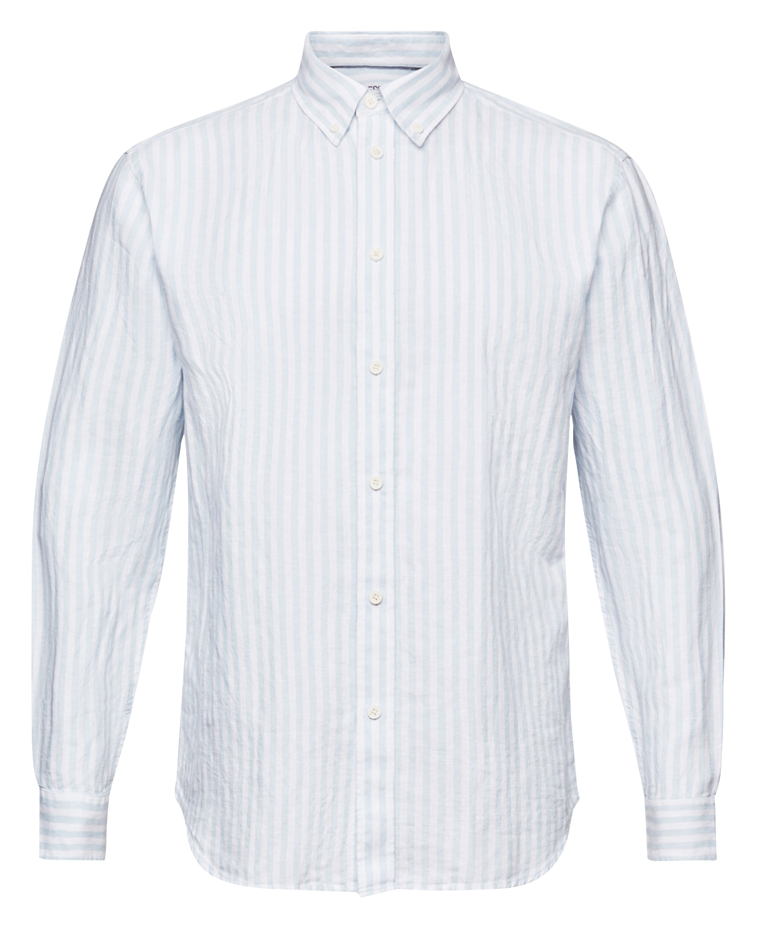 Linen and cotton-blend shirt with classic collar ESPRIT Blue