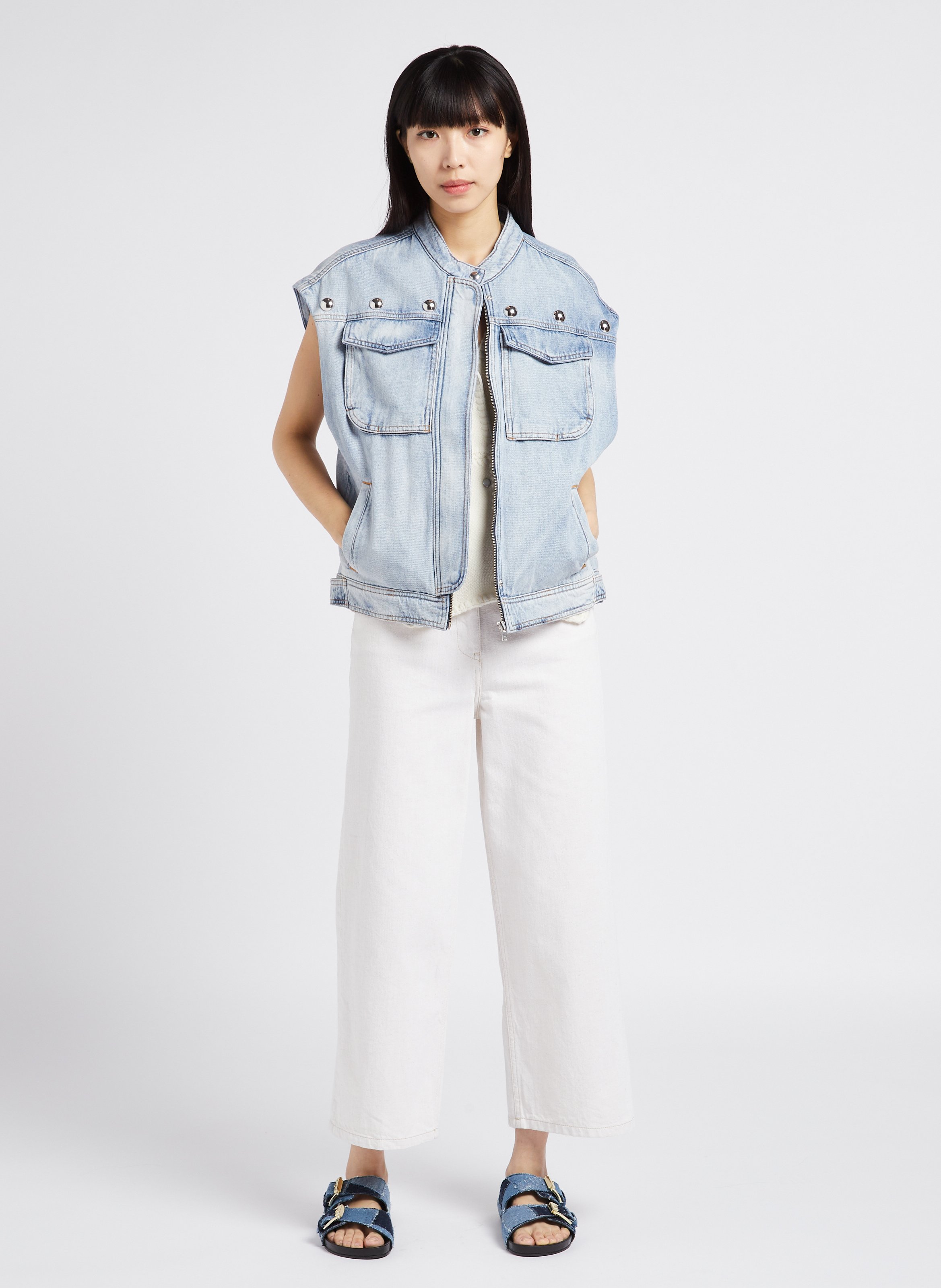 Wide-leg cotton and linen-blend jeans IRO Beige