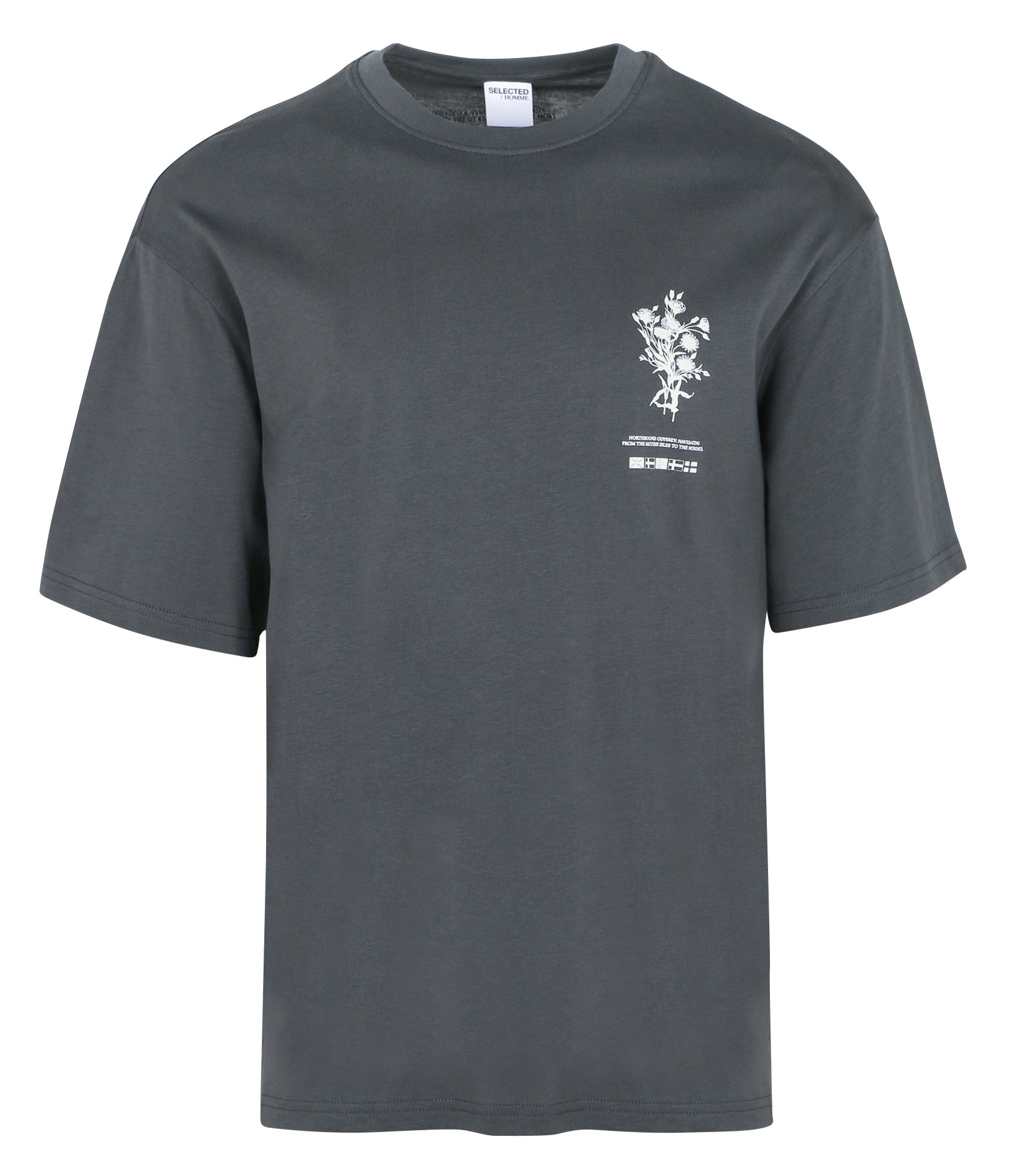 Ruimvallend T-shirt van biologisch katoen met ronde hals SELECTED Grijs