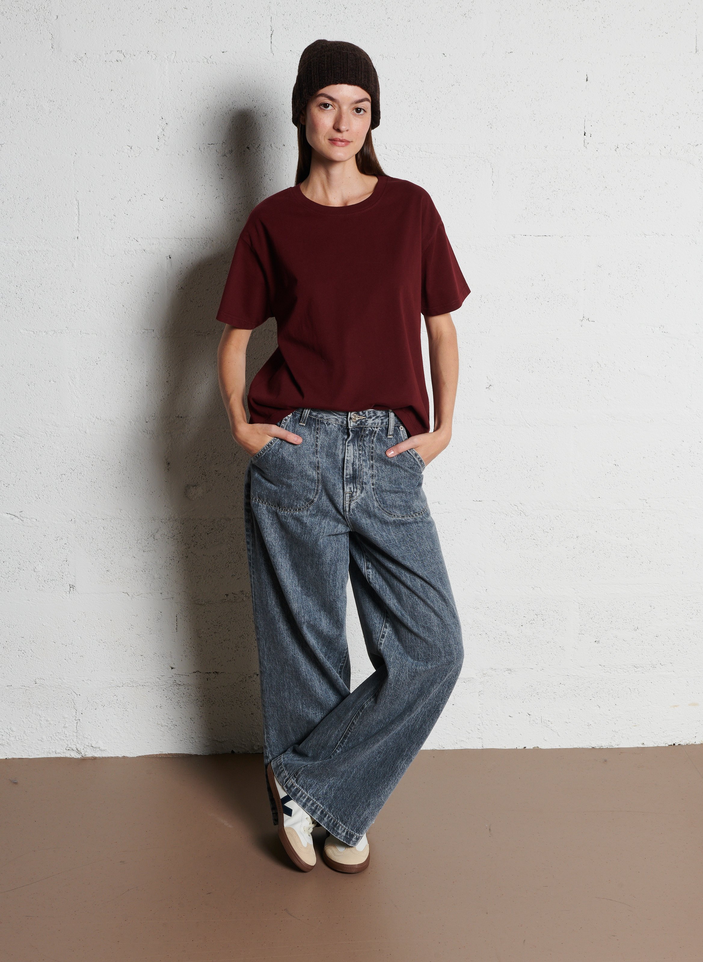 Tee-shirt ample col rond en coton  AMERICAN VINTAGE Rouge