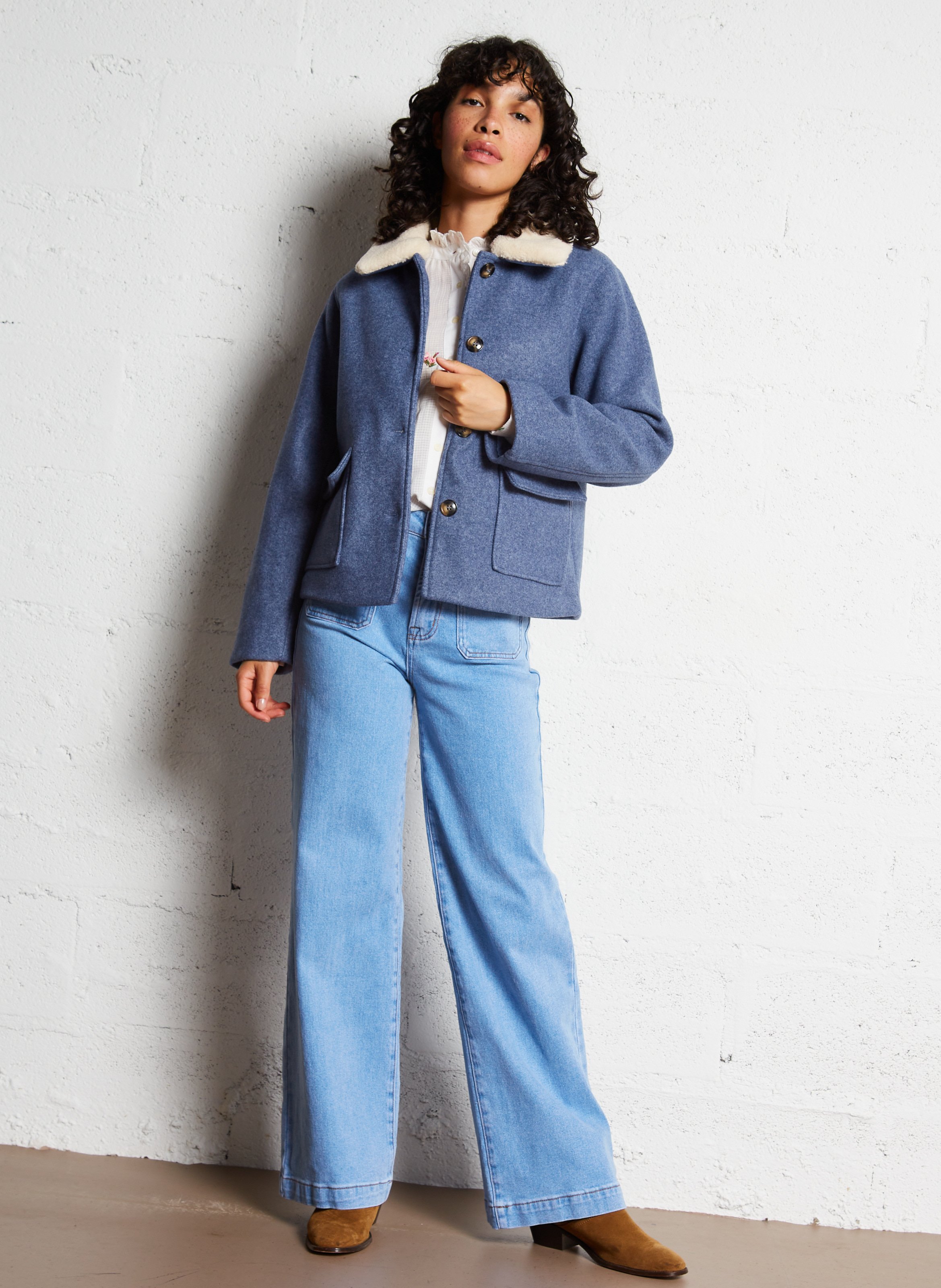 Jean flare taille haute en coton mélangé LA PETITE ETOILE Jean Stone